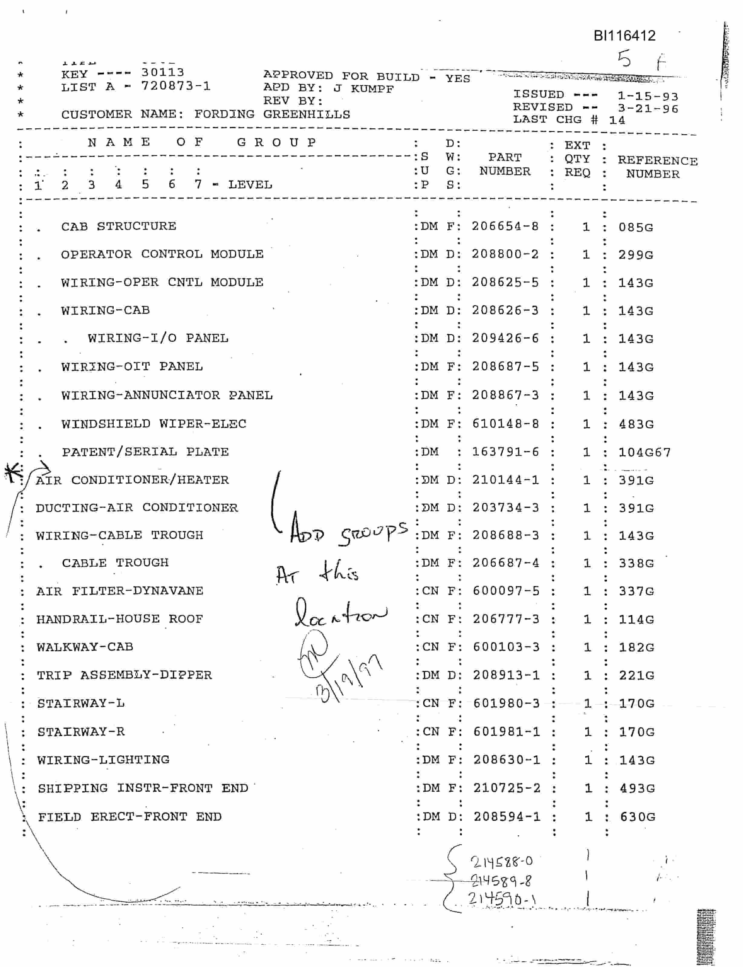 Bucyrus 301M Parts Catalog BI116412-4