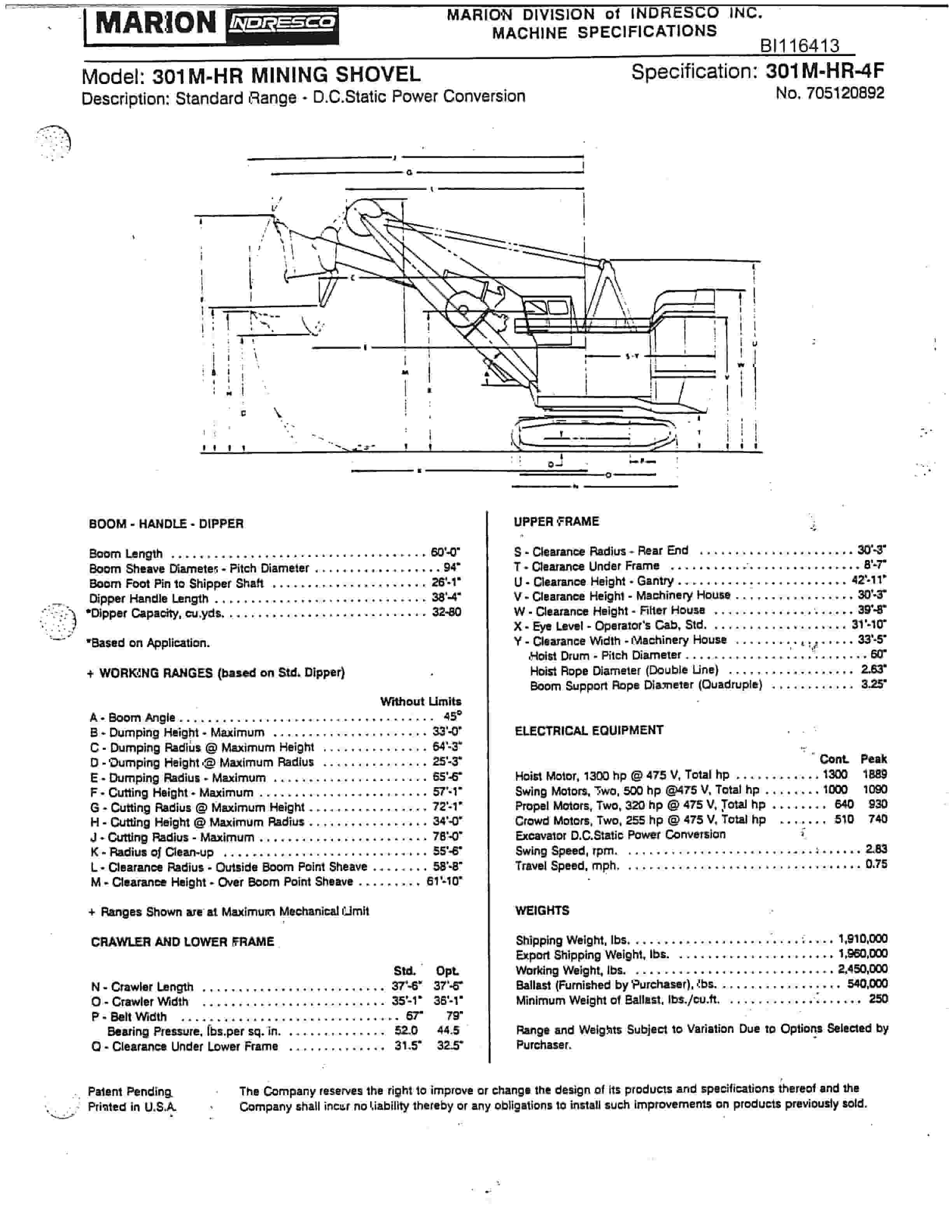 Bucyrus 301M Parts Catalog BI116413-2