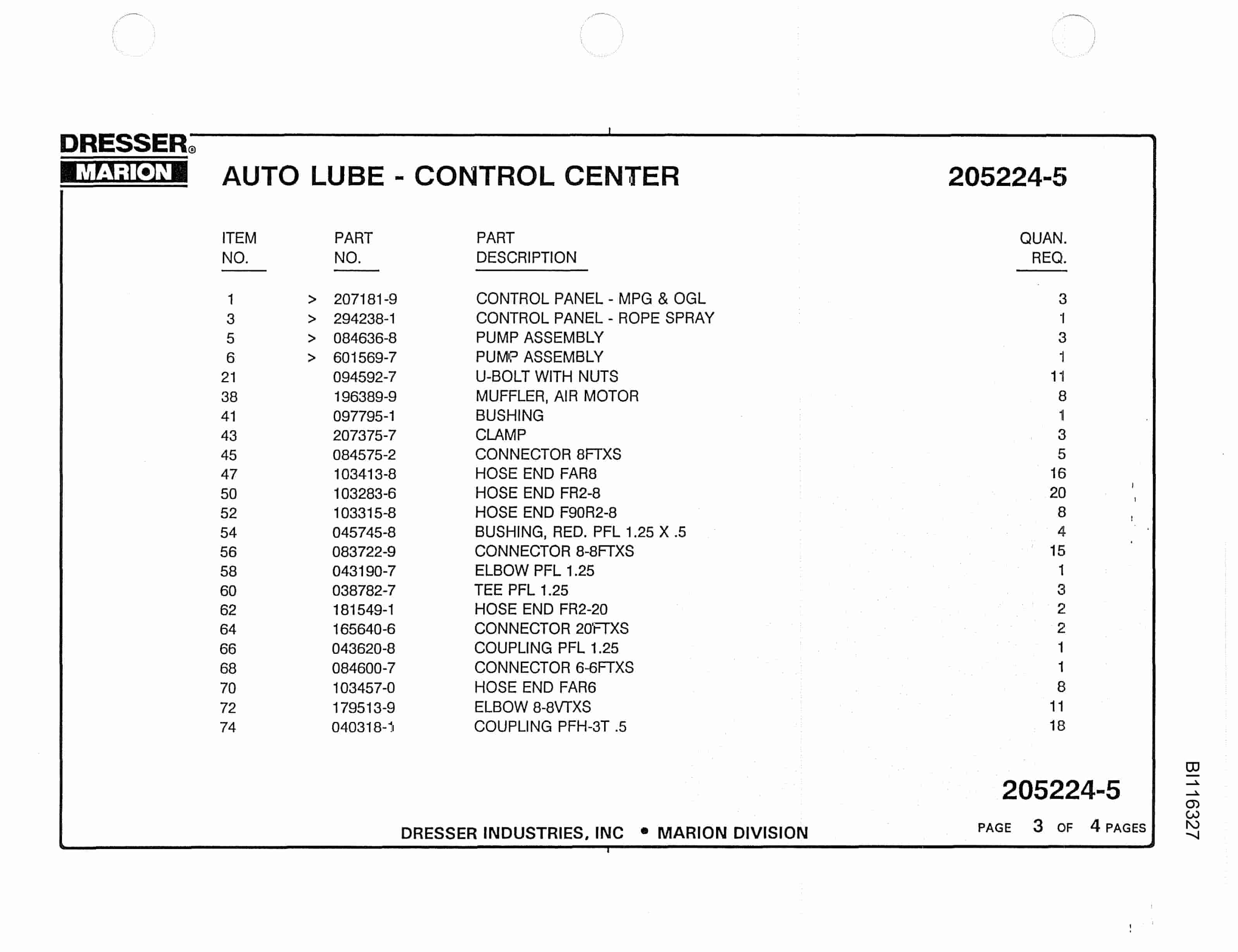 Bucyrus 305M Crawler Dragline Parts Catalog BI116327 Vol 1-5