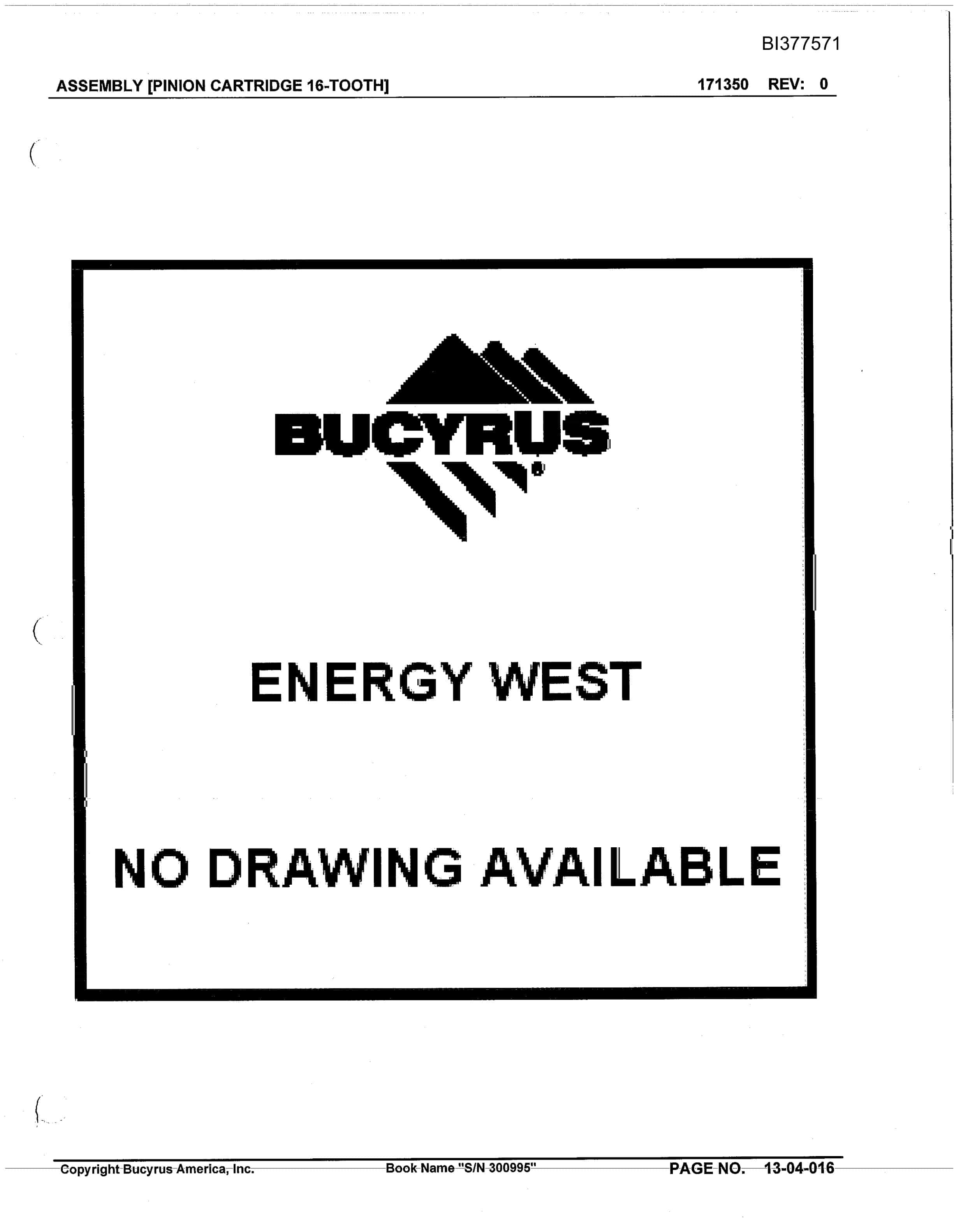 Bucyrus 30M-3 Continuous Miner Parts Catalog BI377571-2