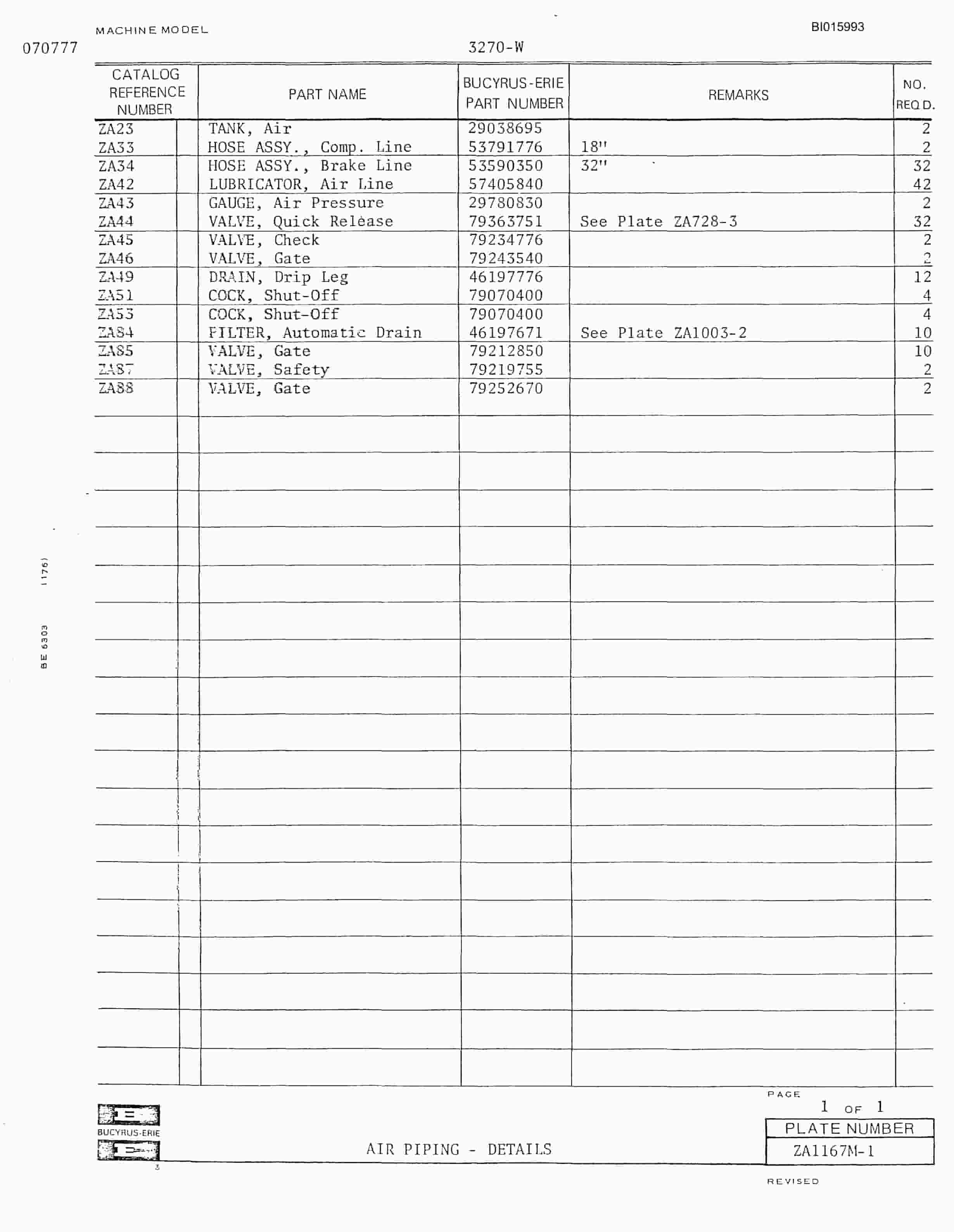 Bucyrus 3270-W Walking Dragline Parts Catalog BI015993-4