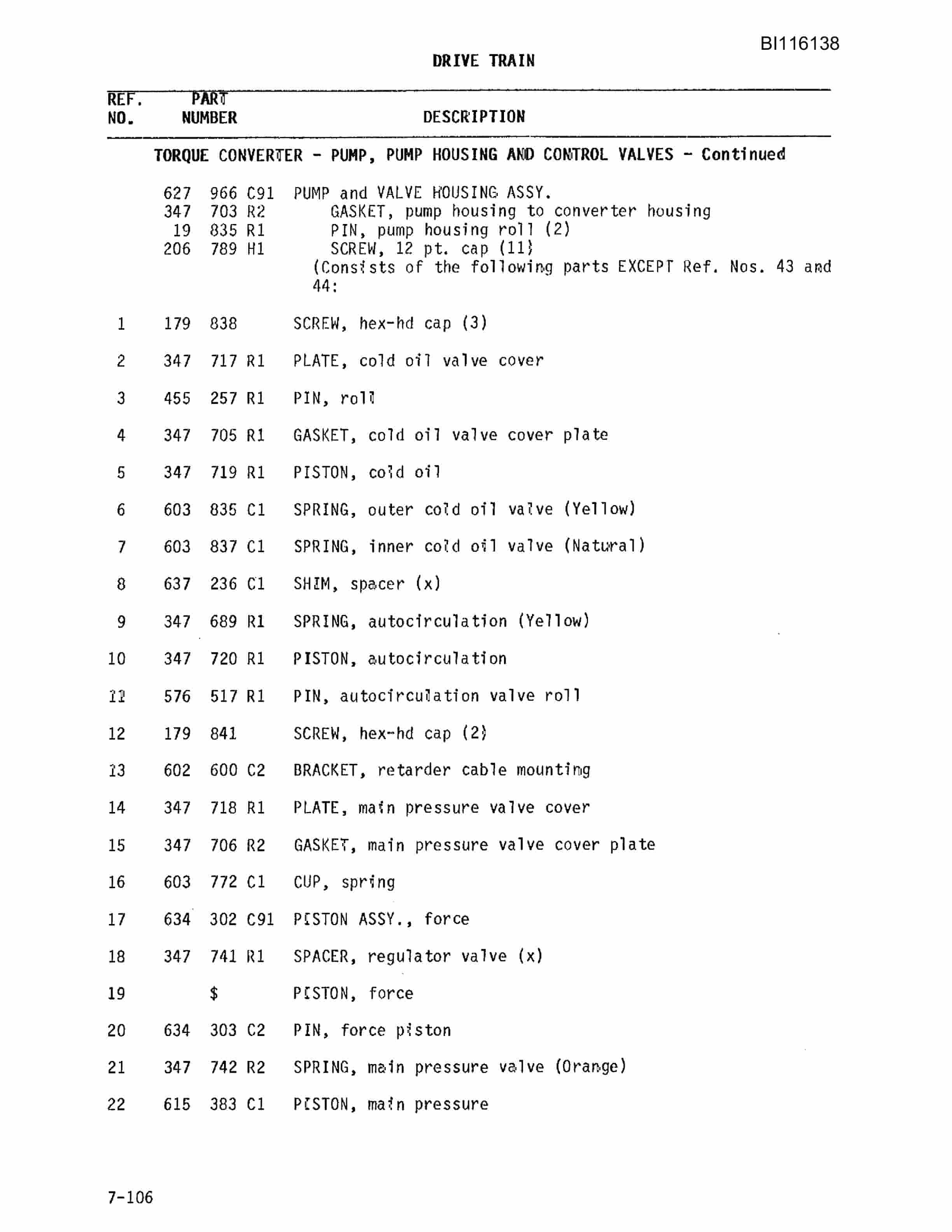 Bucyrus 350 Pay Hauler Parts Catalog BI116138-2