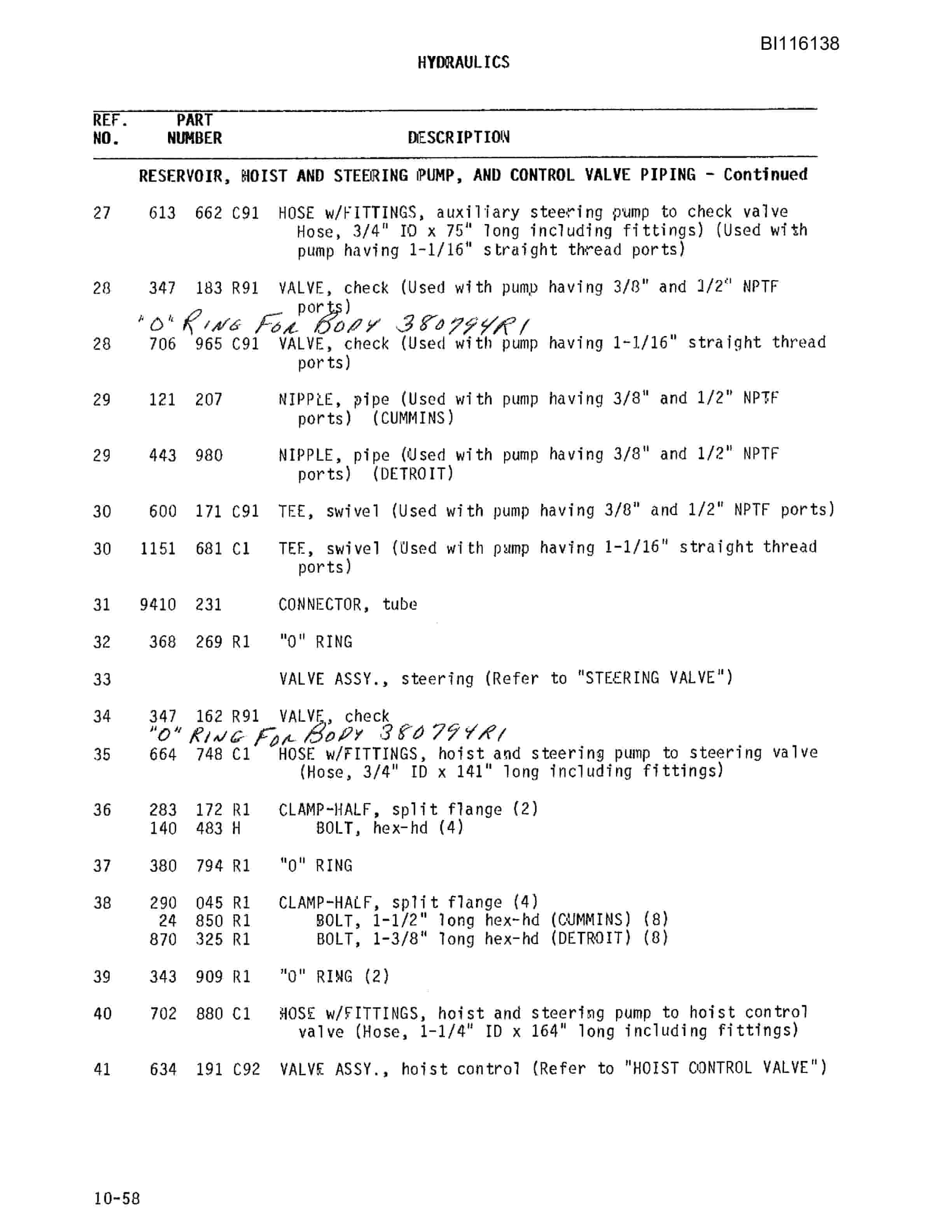 Bucyrus 350 Pay Hauler Parts Catalog BI116138-3