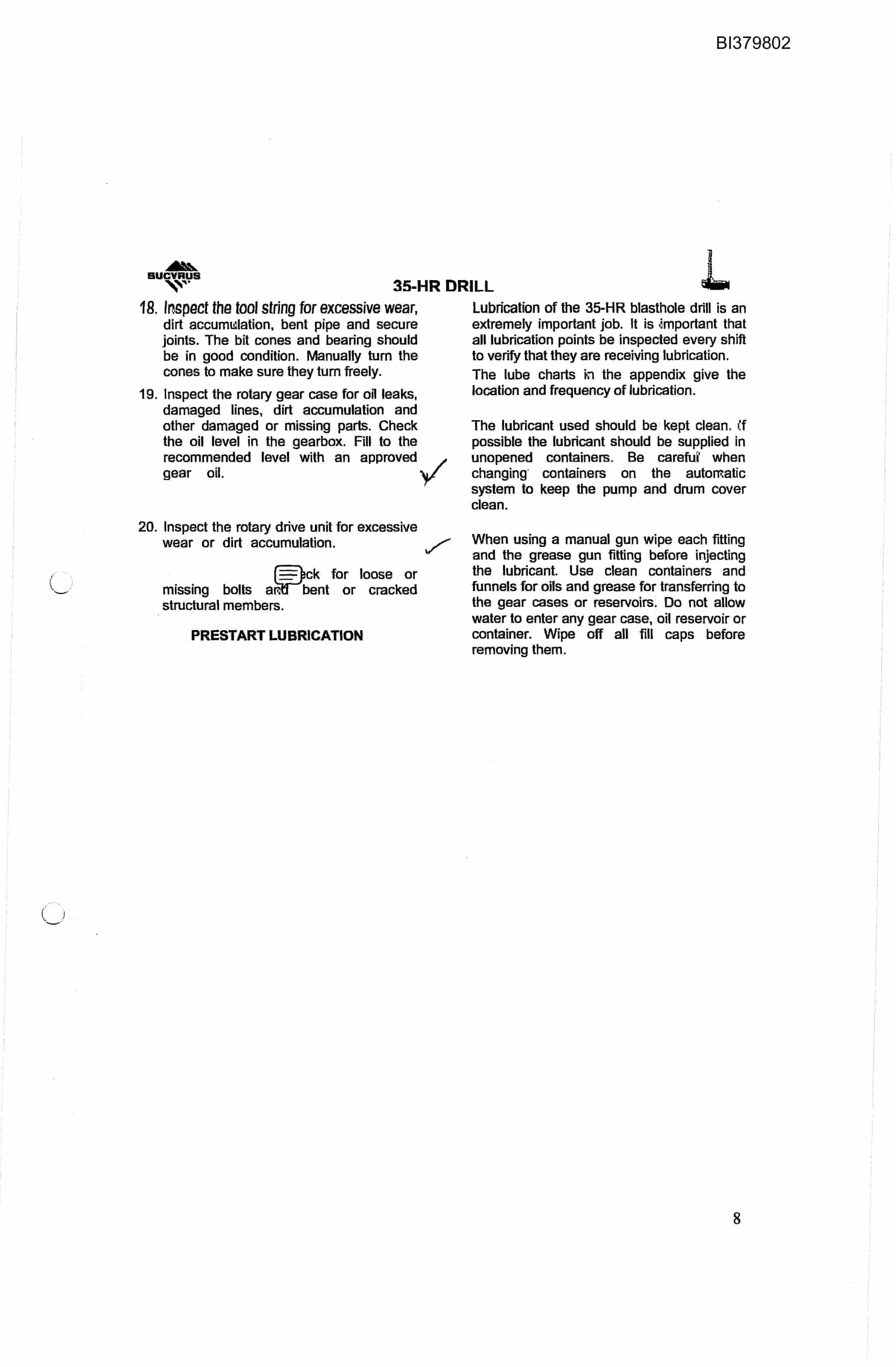 Bucyrus 35HR Operation Manual BI379802-4