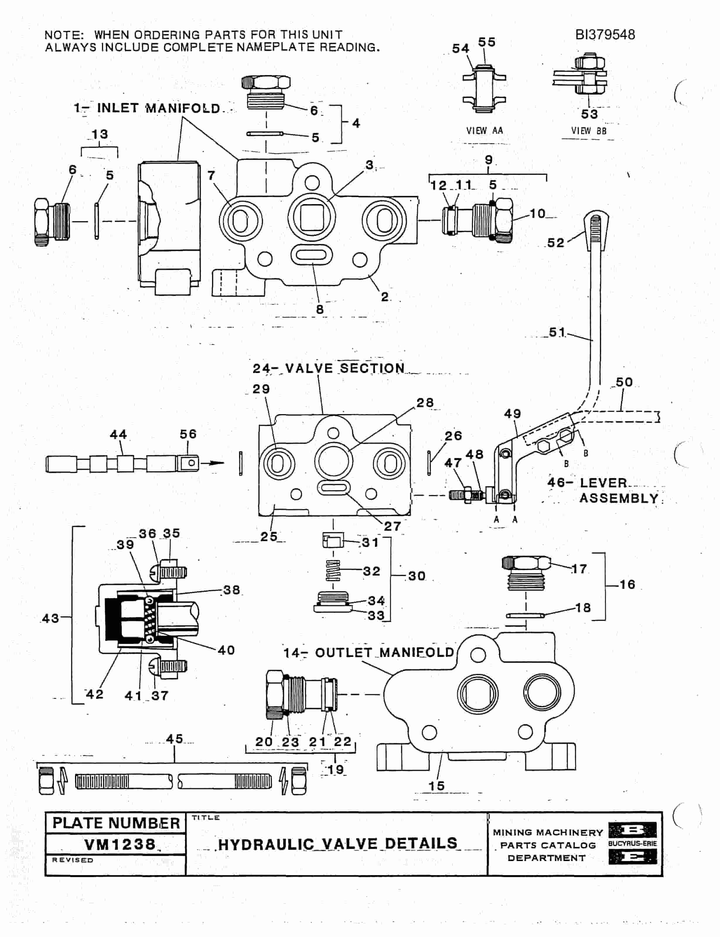 Bucyrus 35R Diesel Hydraulic Blast Hole Drill Parts Manual BI379548-4