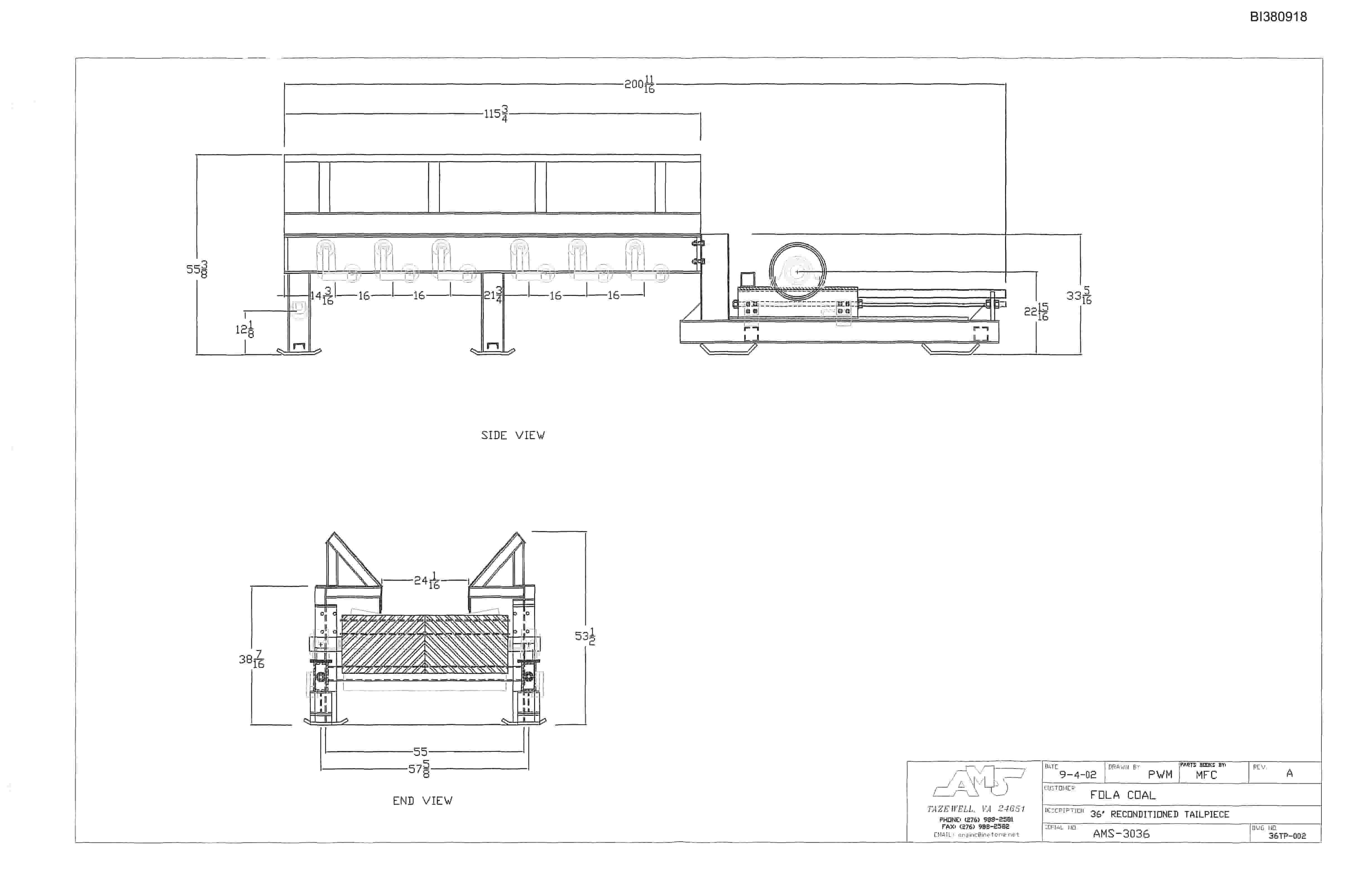Bucyrus 36in AFSD 150HP, Reconditioned Tail Parts Catalog BI380918-4