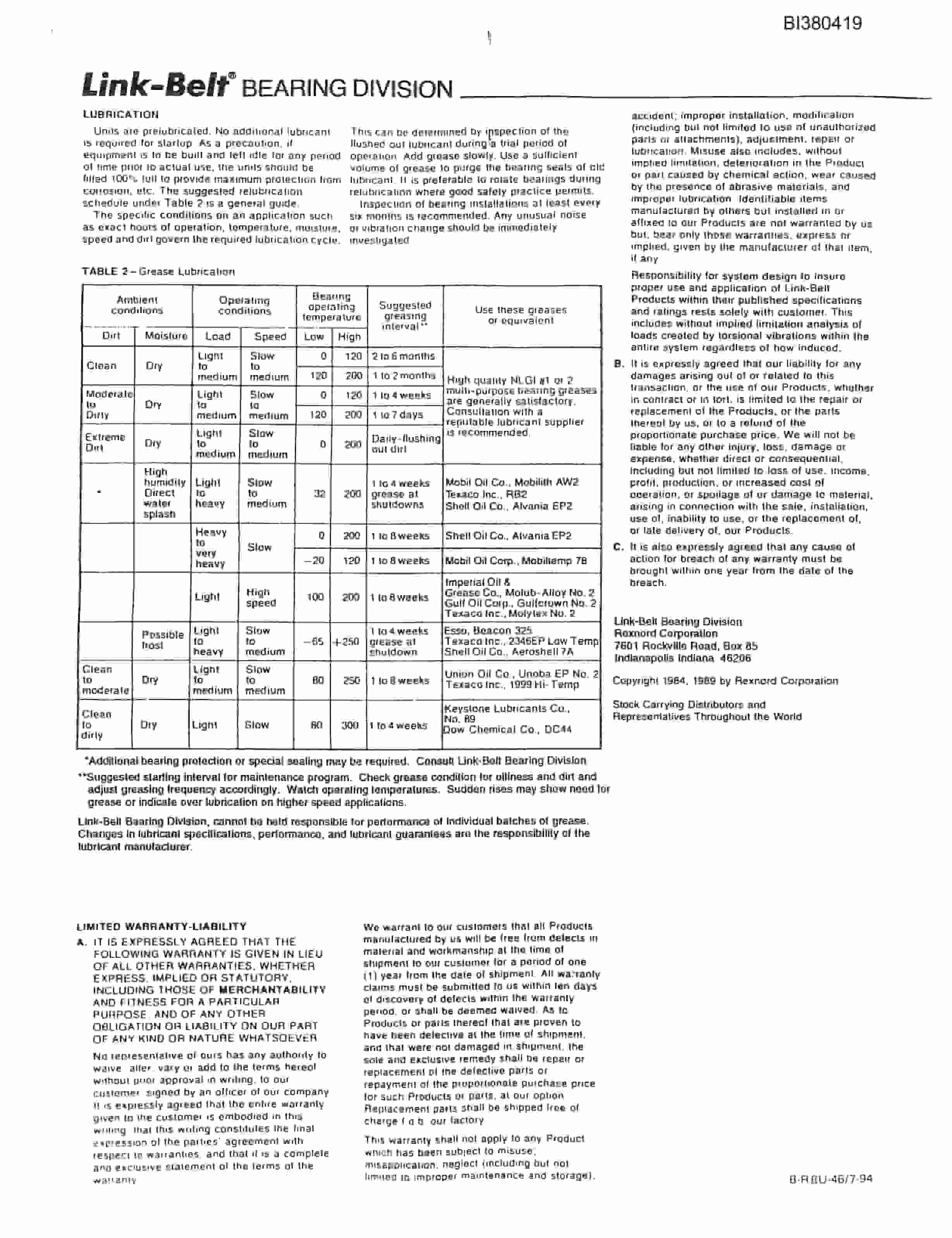Bucyrus 36in AFSD 150HP, Take-Up, Tailpiece, Remote Discharge Parts Catalog BI380419-5