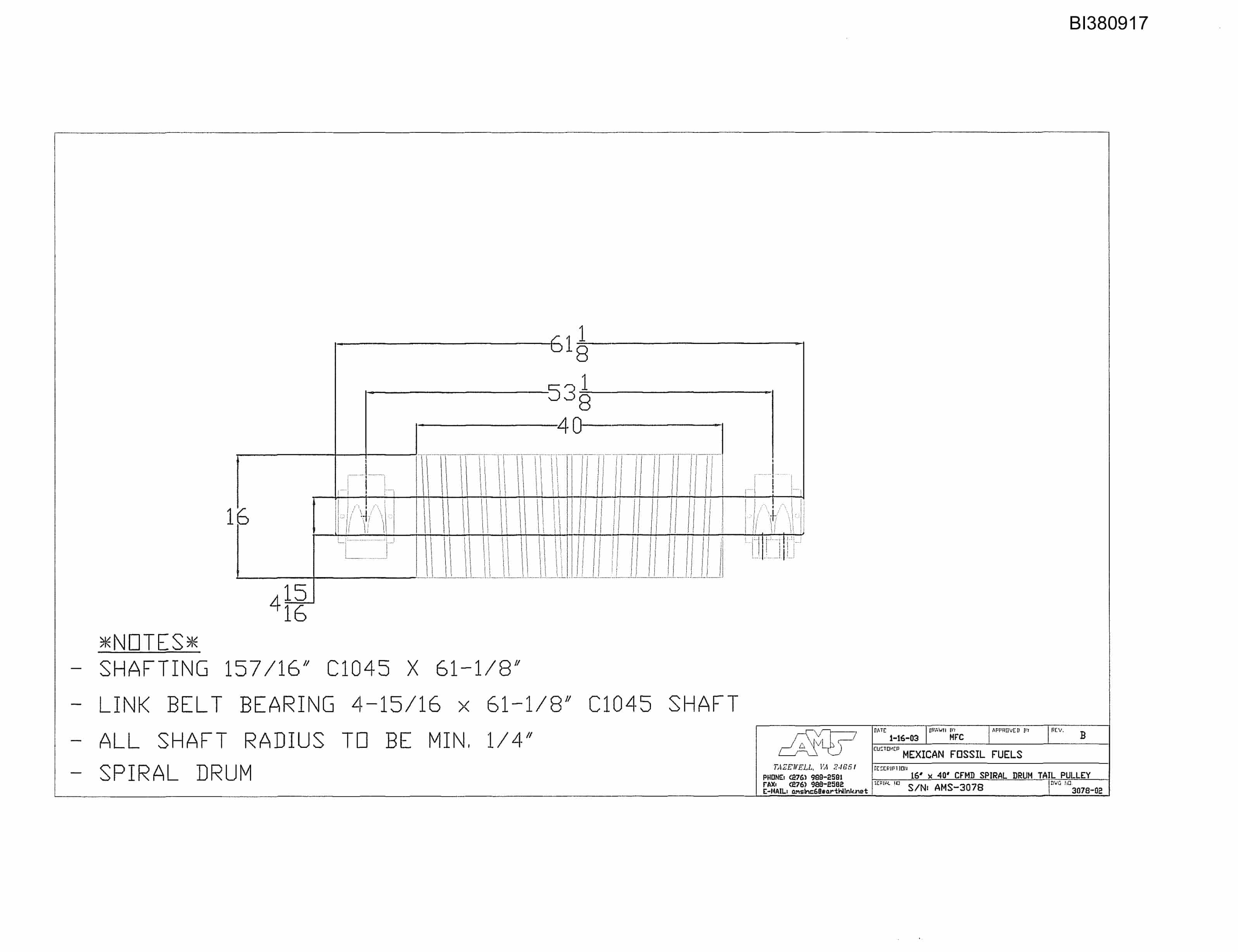 Bucyrus 36in Tailpiece Parts Catalog BI380917-2