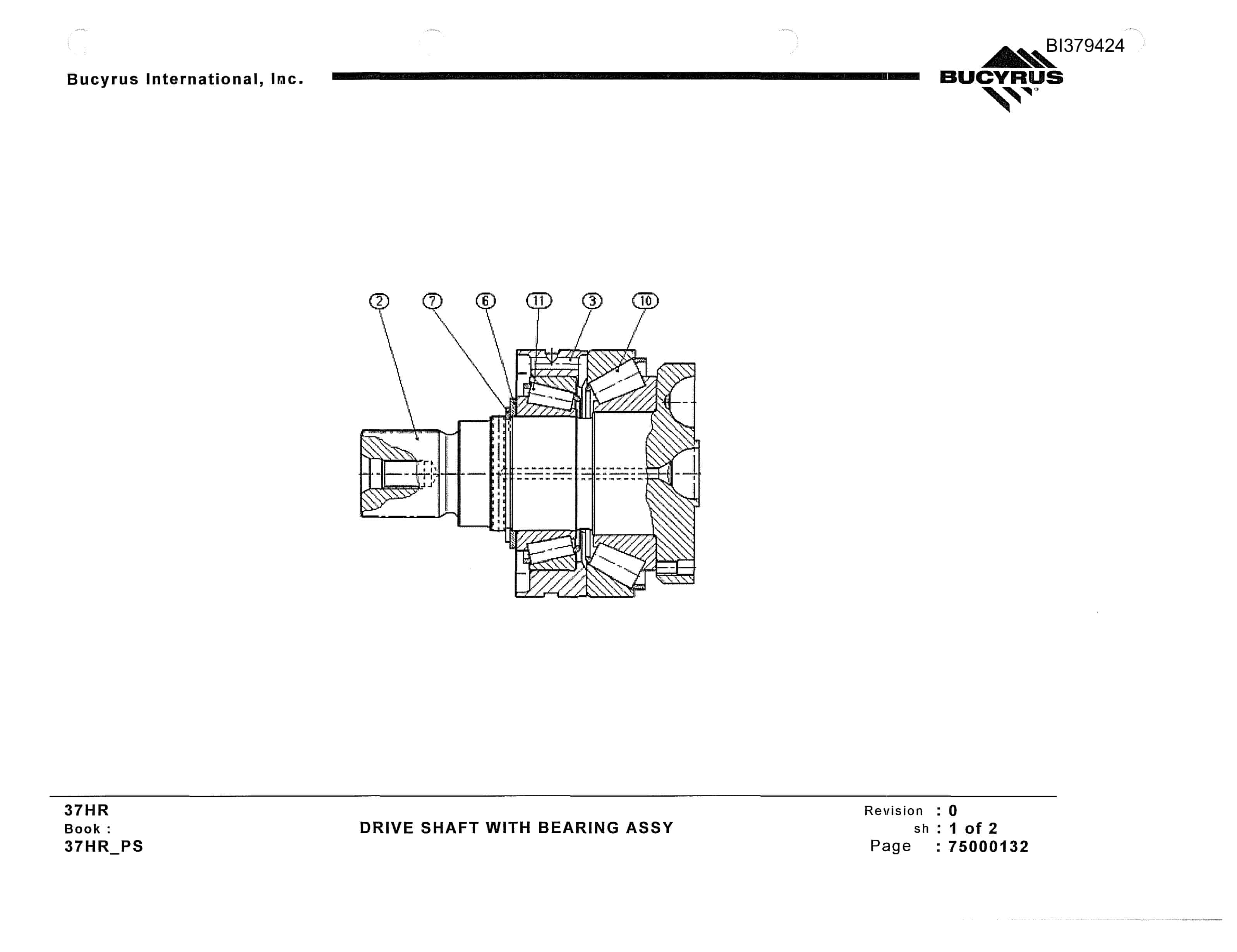 Bucyrus 37HR Blast Hole Drill Parts Manual BI379424-5