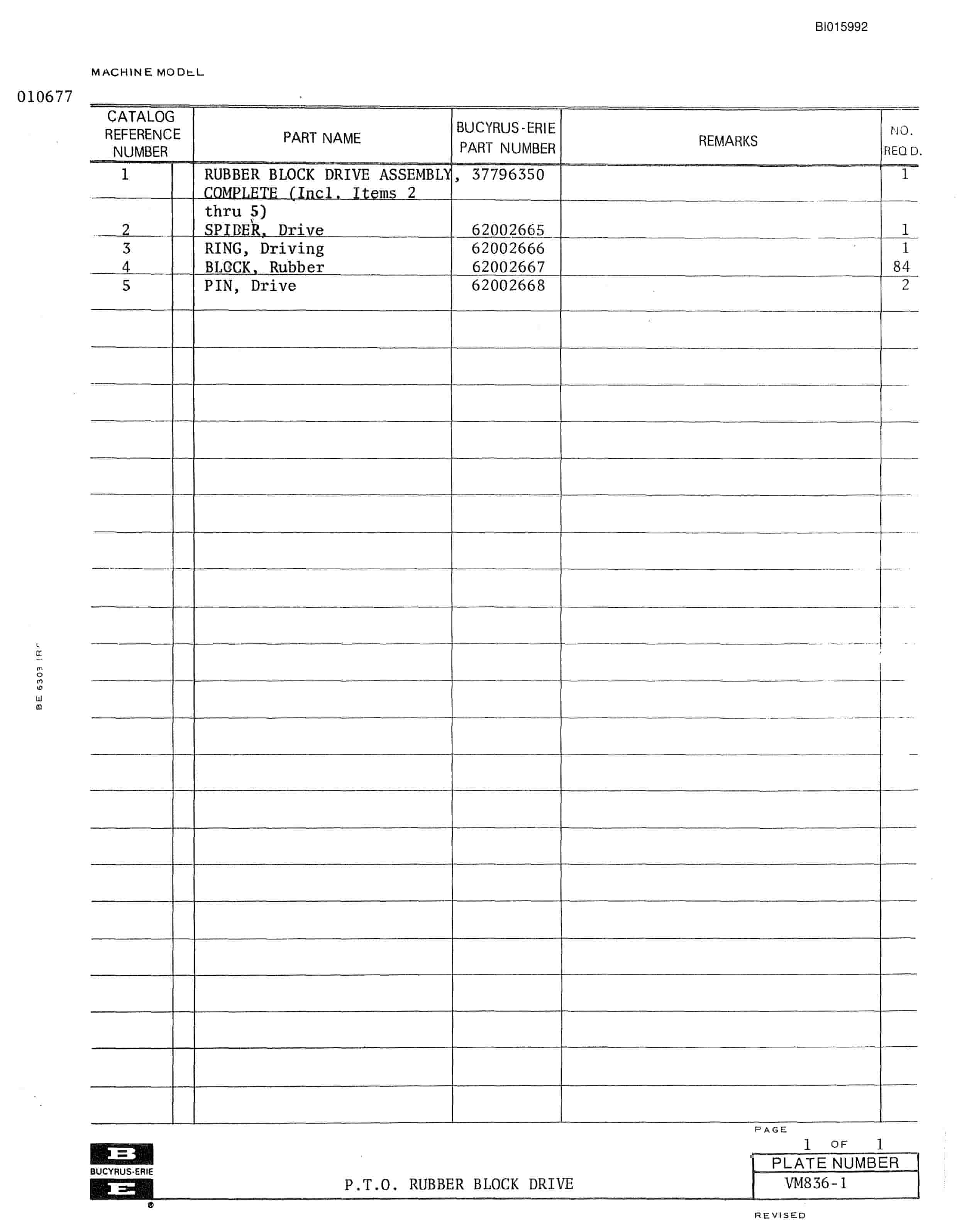 Bucyrus 380-W Walking Dragline Parts Catalog BI015992-2