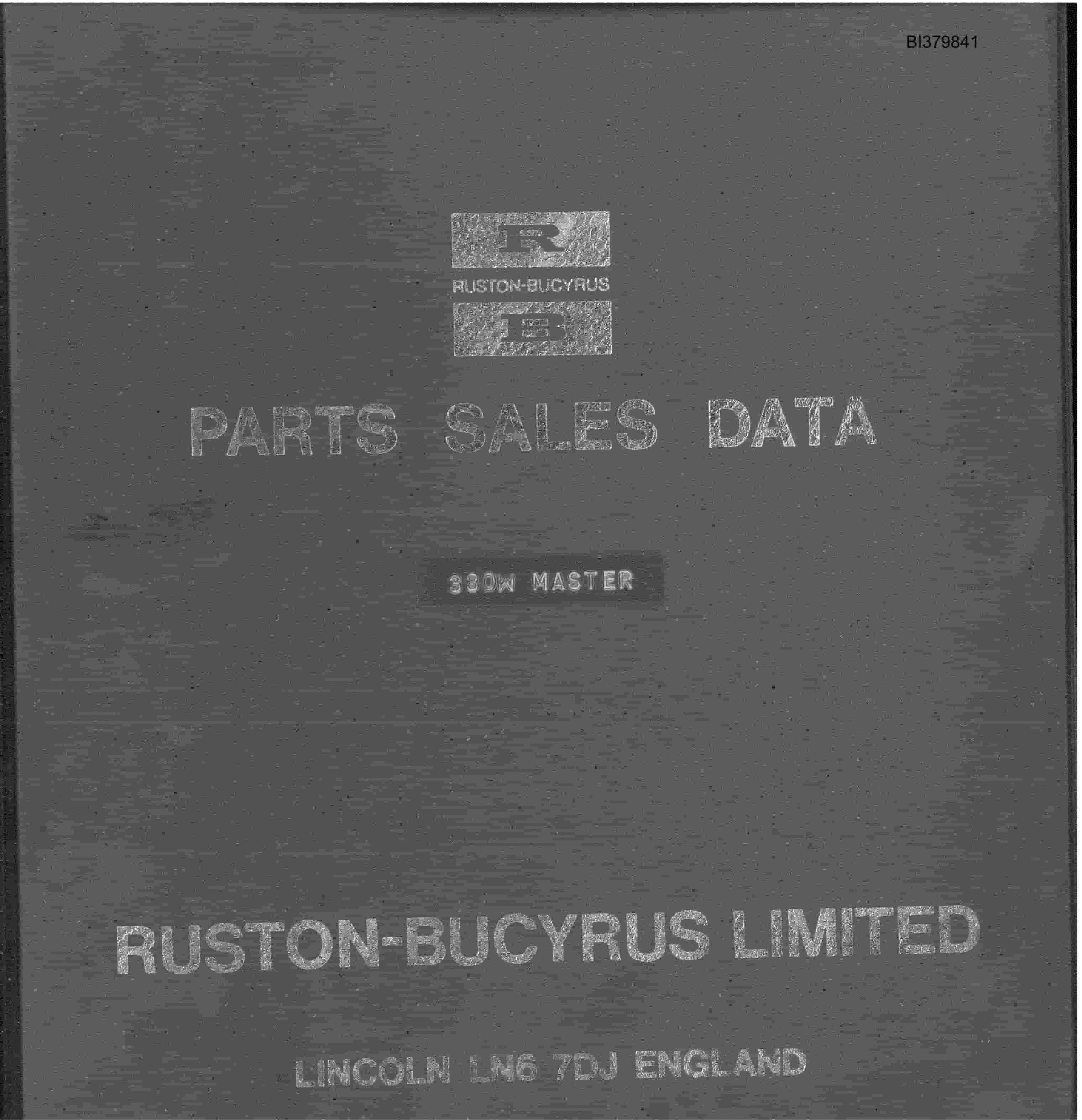 Bucyrus 380W Master Parts Sale Data BI379841