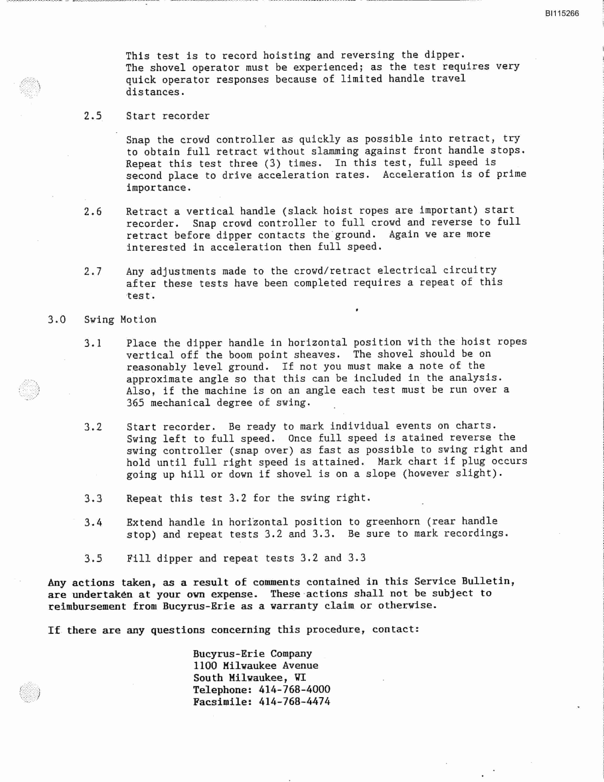 Bucyrus 395-B Electric Mining Shovel Technical Manual BI115266-4