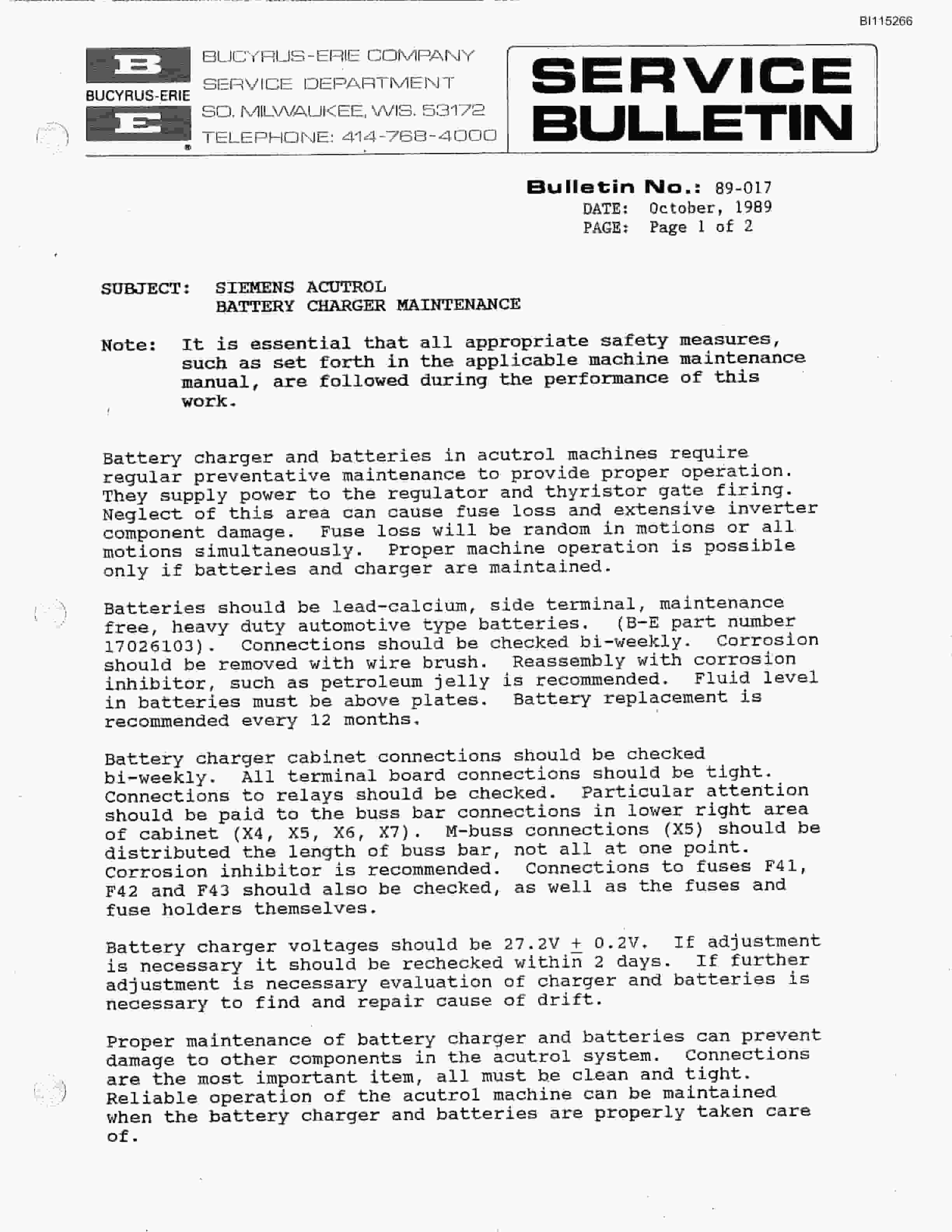 Bucyrus 395-B Electric Mining Shovel Technical Manual BI115266-5