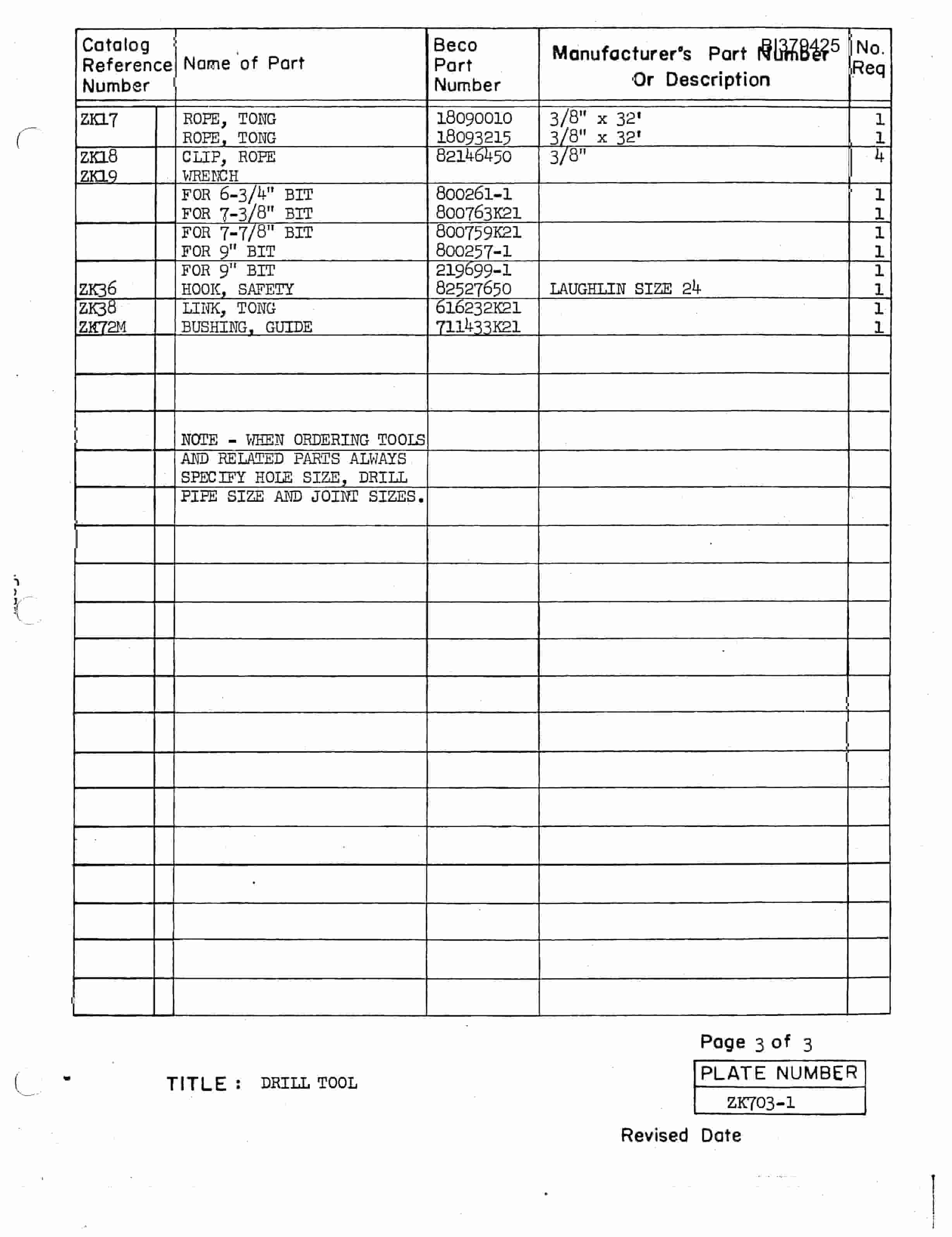 Bucyrus 40-R Drill Parts Catalog BI379425-3