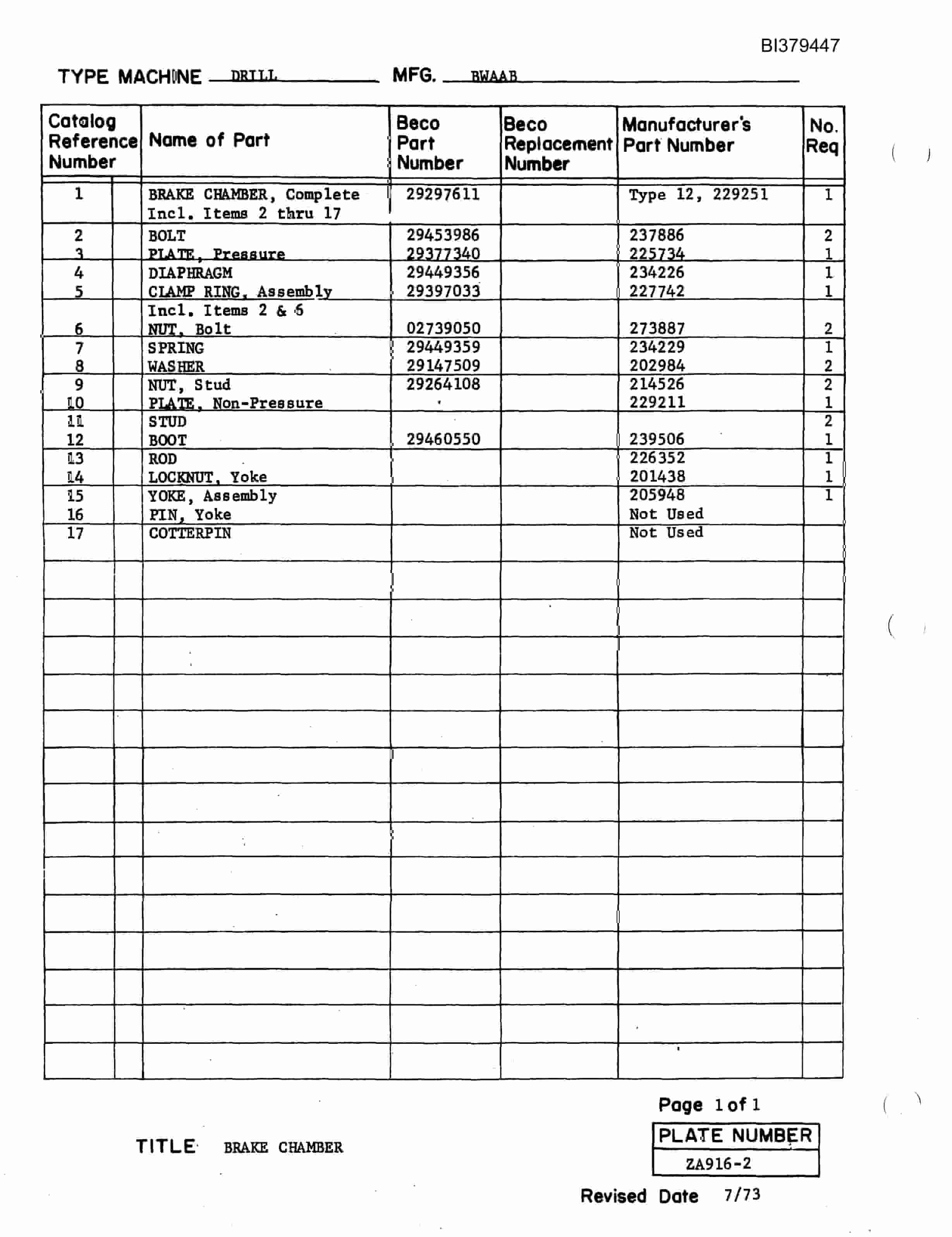 Bucyrus 40-R Drill Parts Catalog BI379447-5
