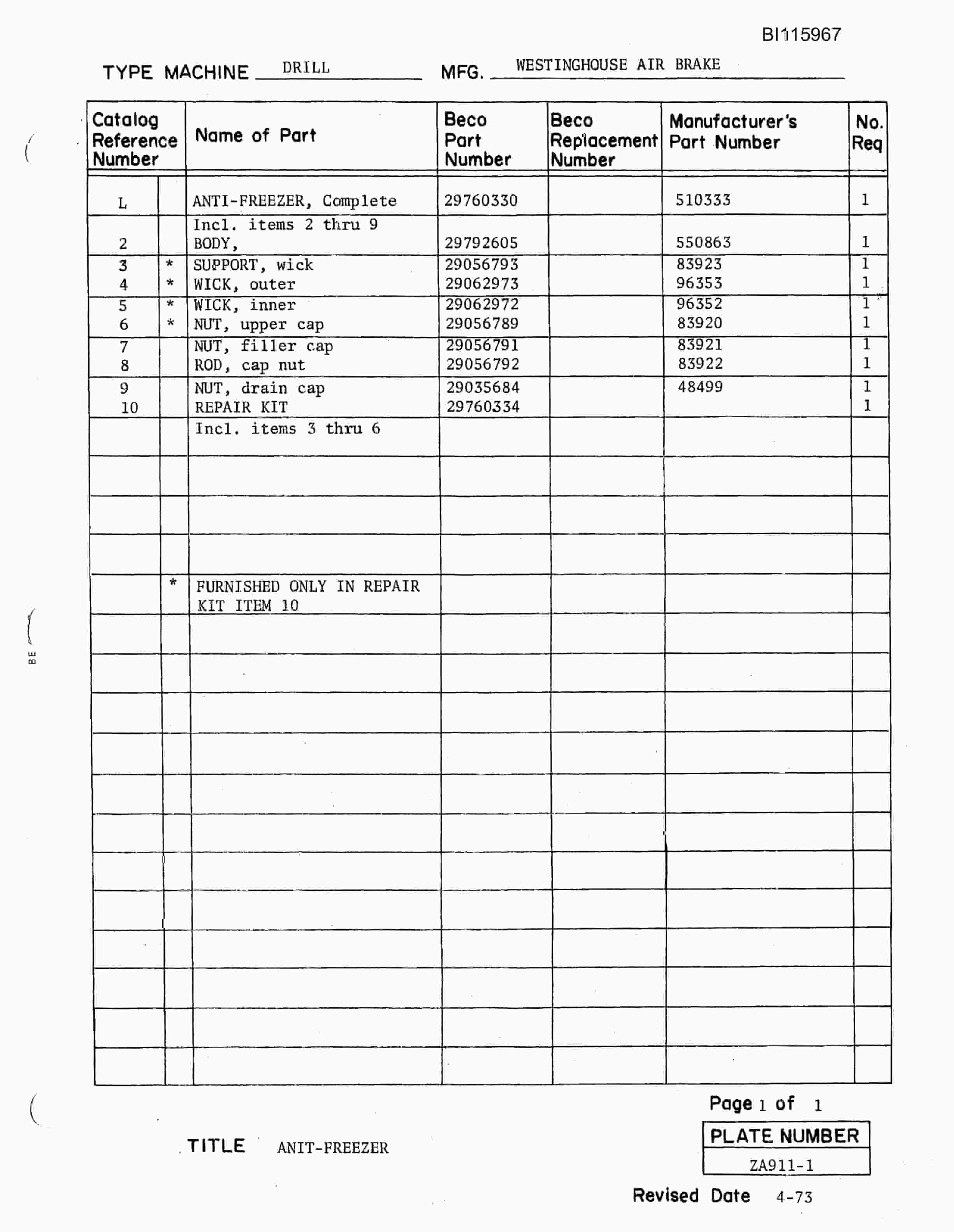 Bucyrus 40-R Drill Technical Manual BI115967-5
