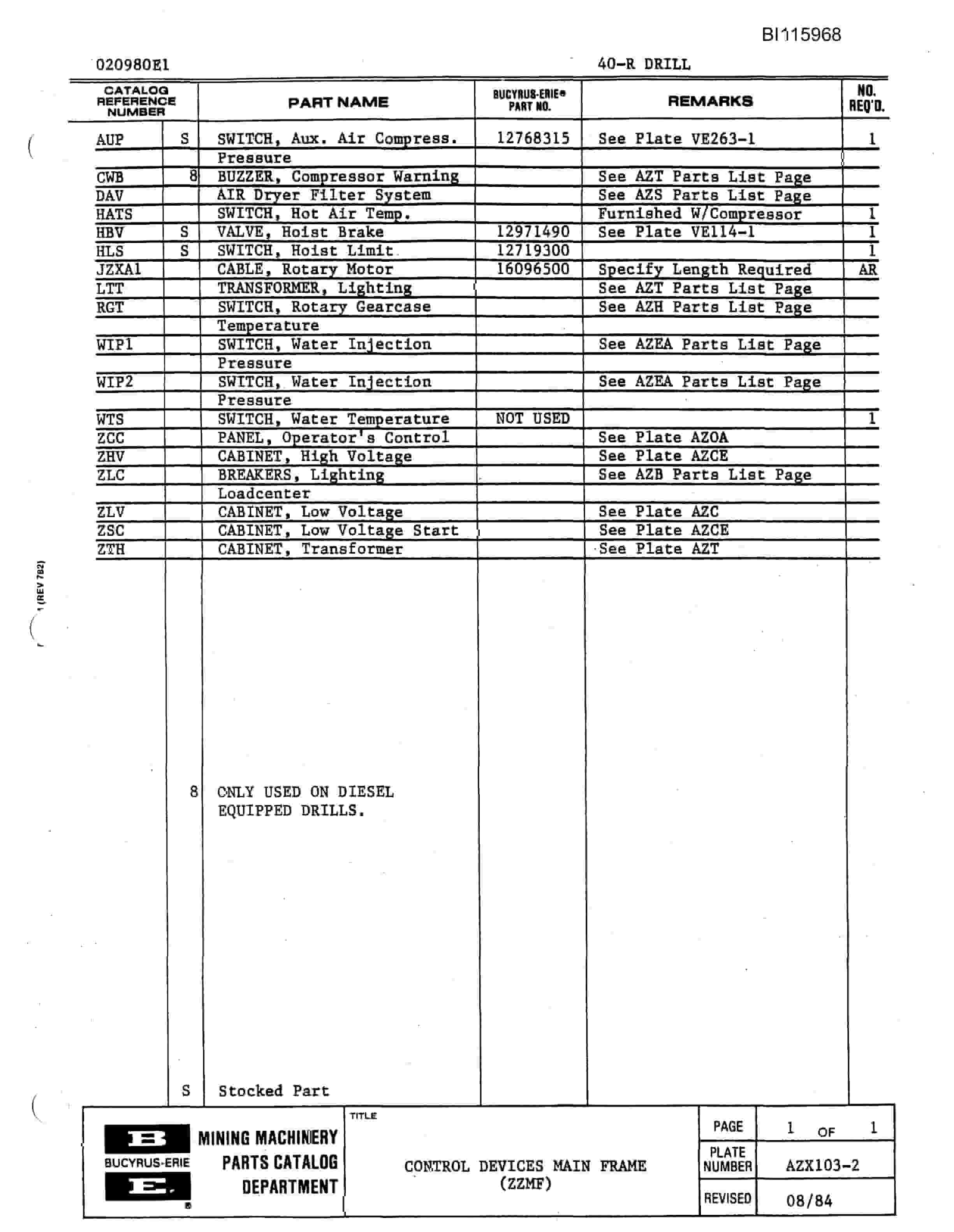 Bucyrus 40-R Drill Technical Manual BI115968-4