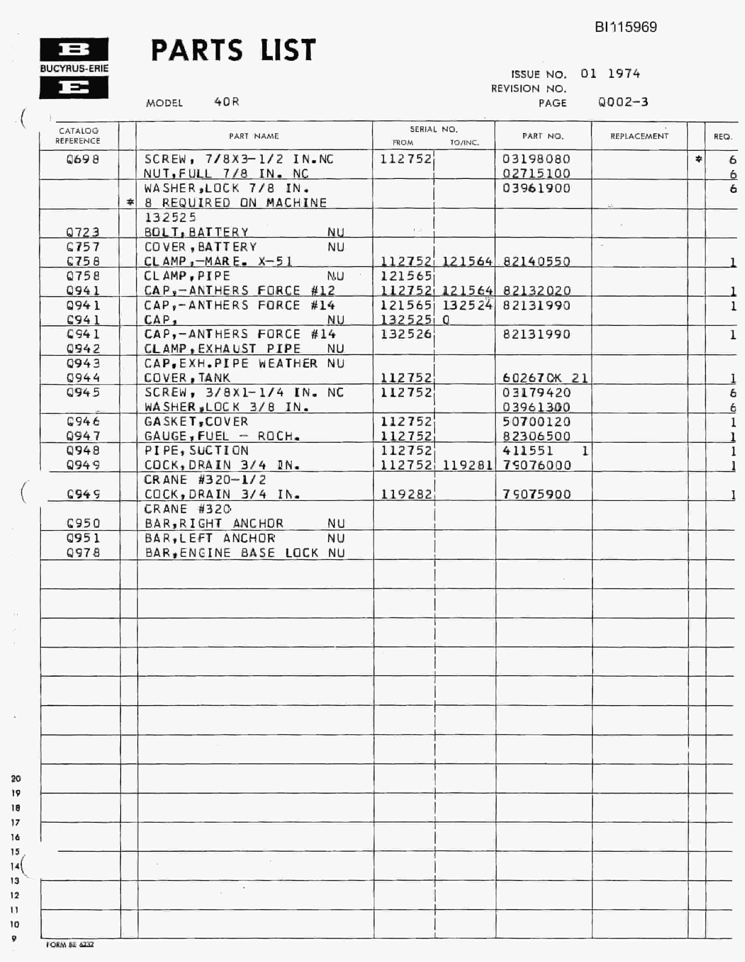 Bucyrus 40-R Rotary Drill Technical Manual BI115969-2