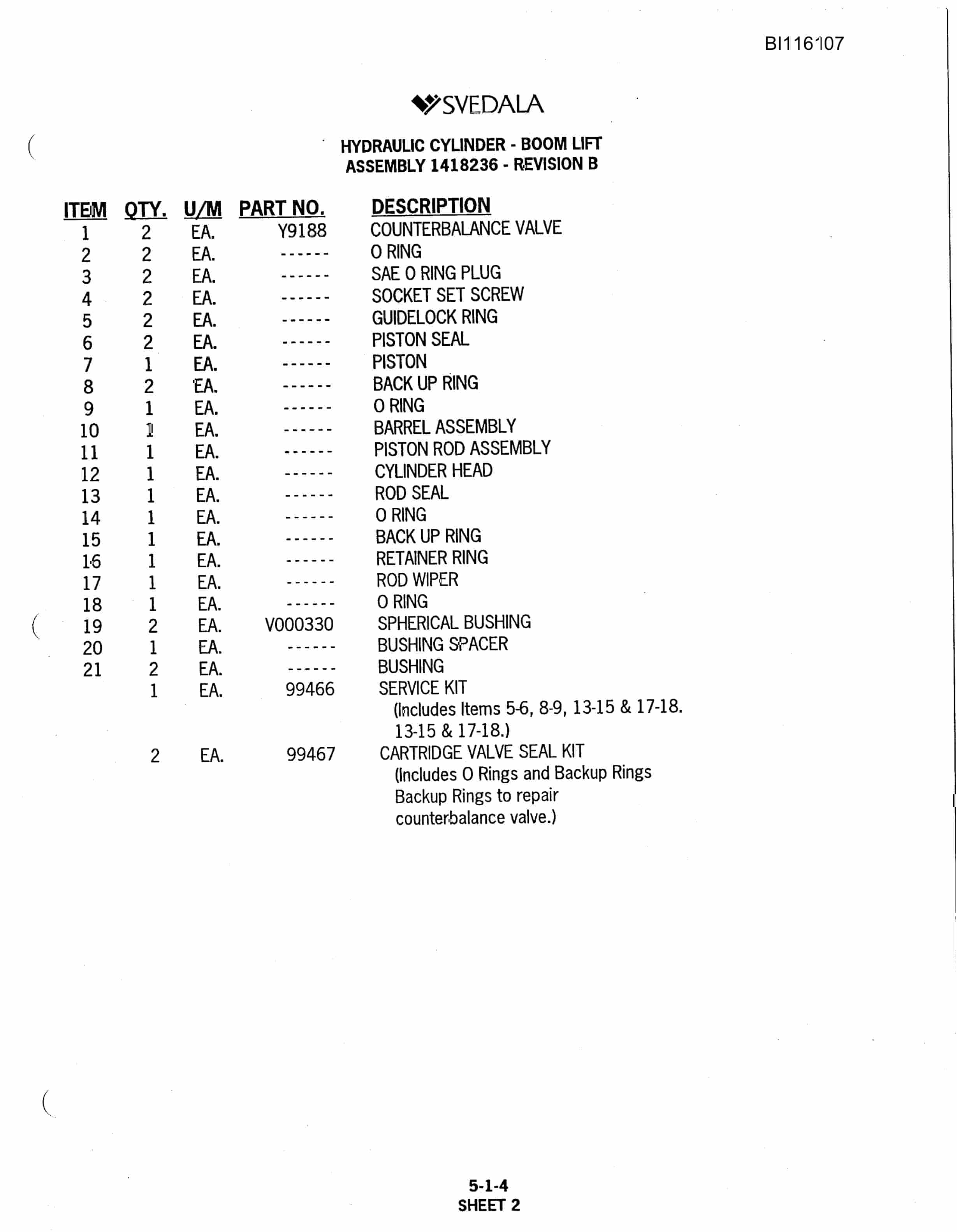 Bucyrus 400 Hydra-Trac Hydraulic Track Drill Parts Catalog BI116107-2