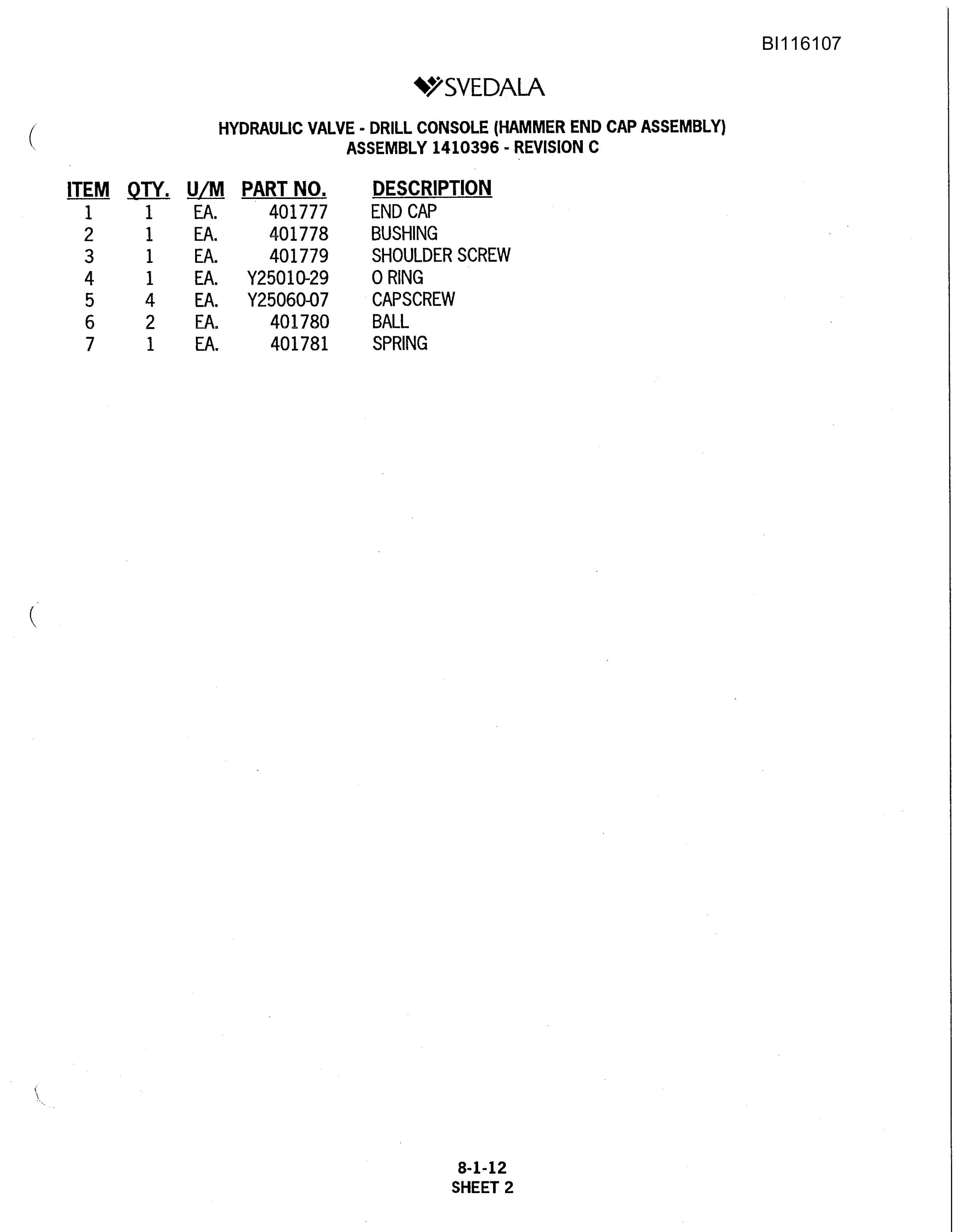 Bucyrus 400 Hydra-Trac Hydraulic Track Drill Parts Catalog BI116107-4