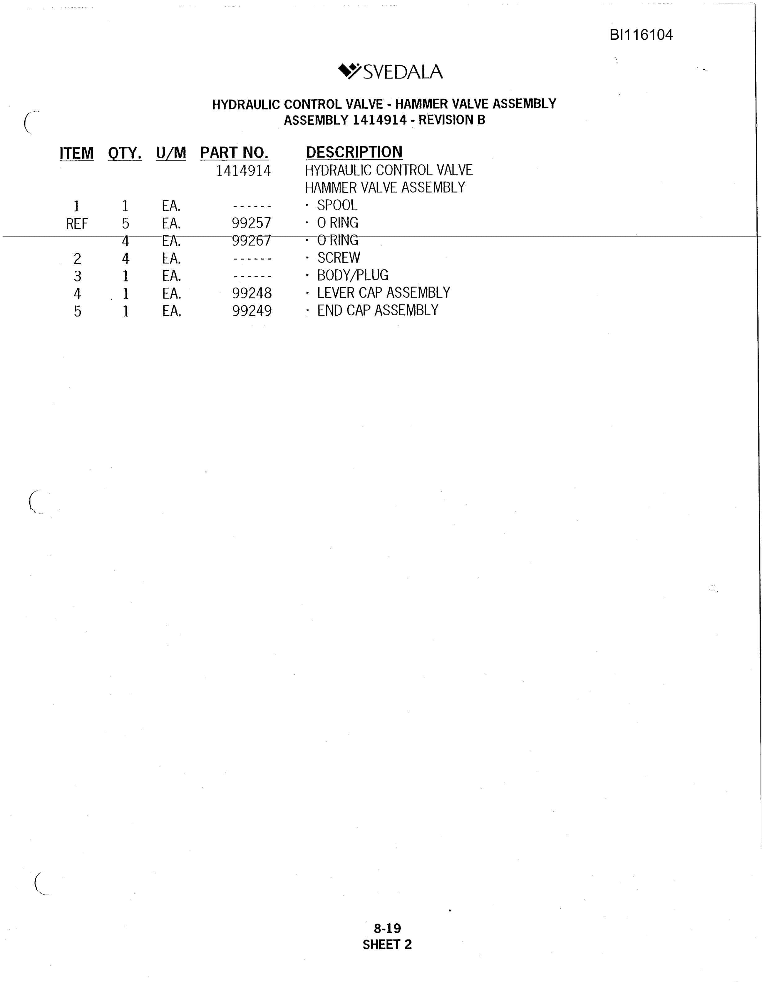 Bucyrus 400 Hydra-Trac Parts Catalog BI116104-3