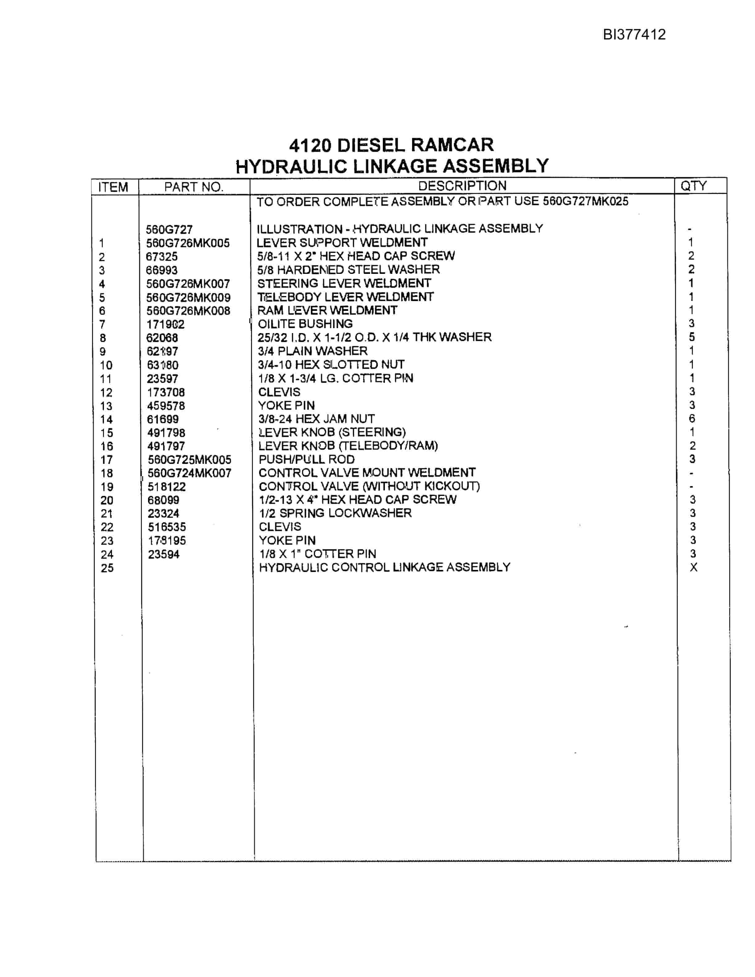 Bucyrus 4120 Diesel Ramcar Parts Catalog BI377412-3
