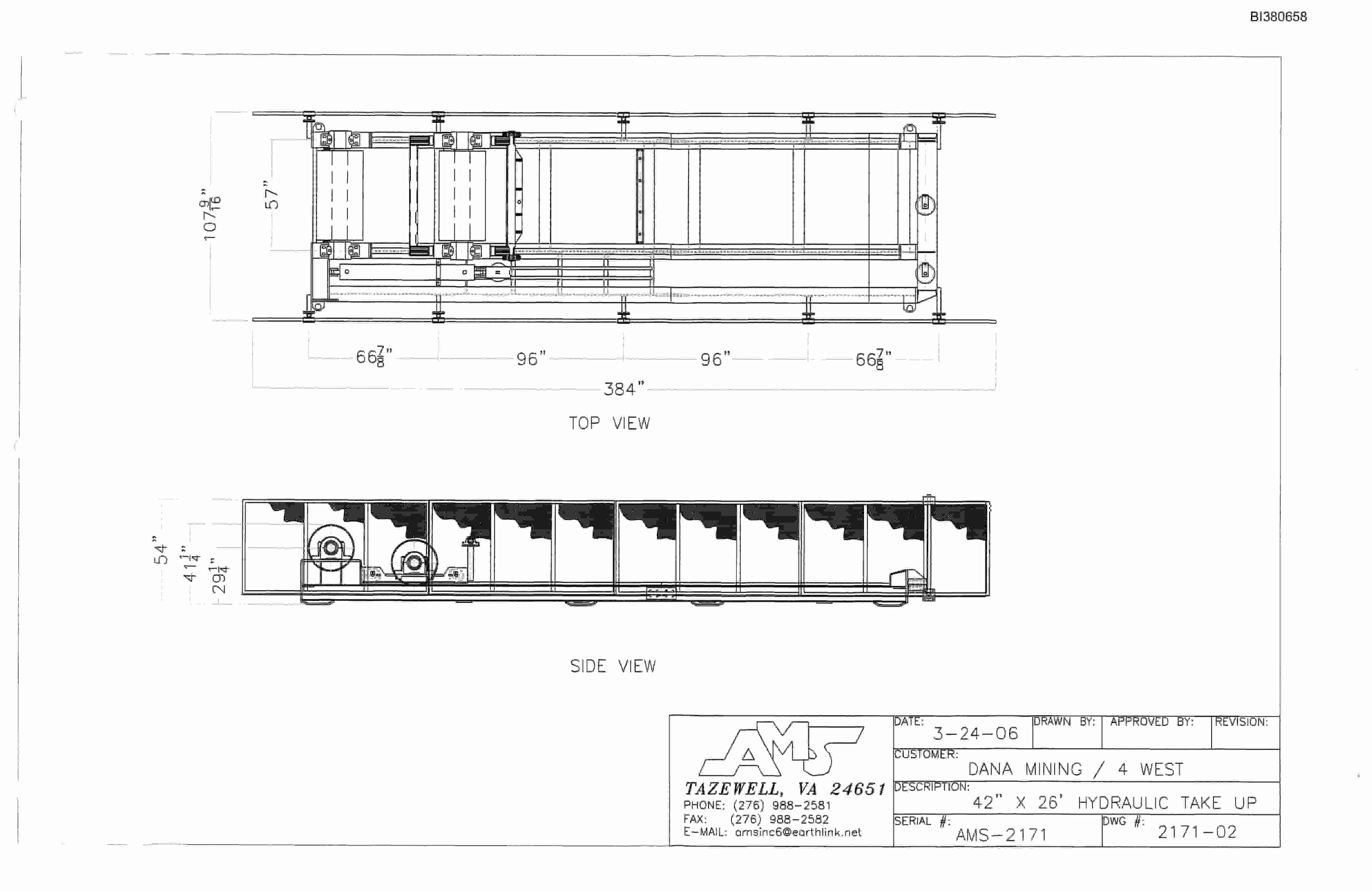 Bucyrus 42in Dual 150HP Drive, Hydraulic Take-Up, Tailpiece Parts Catalog BI380658-2