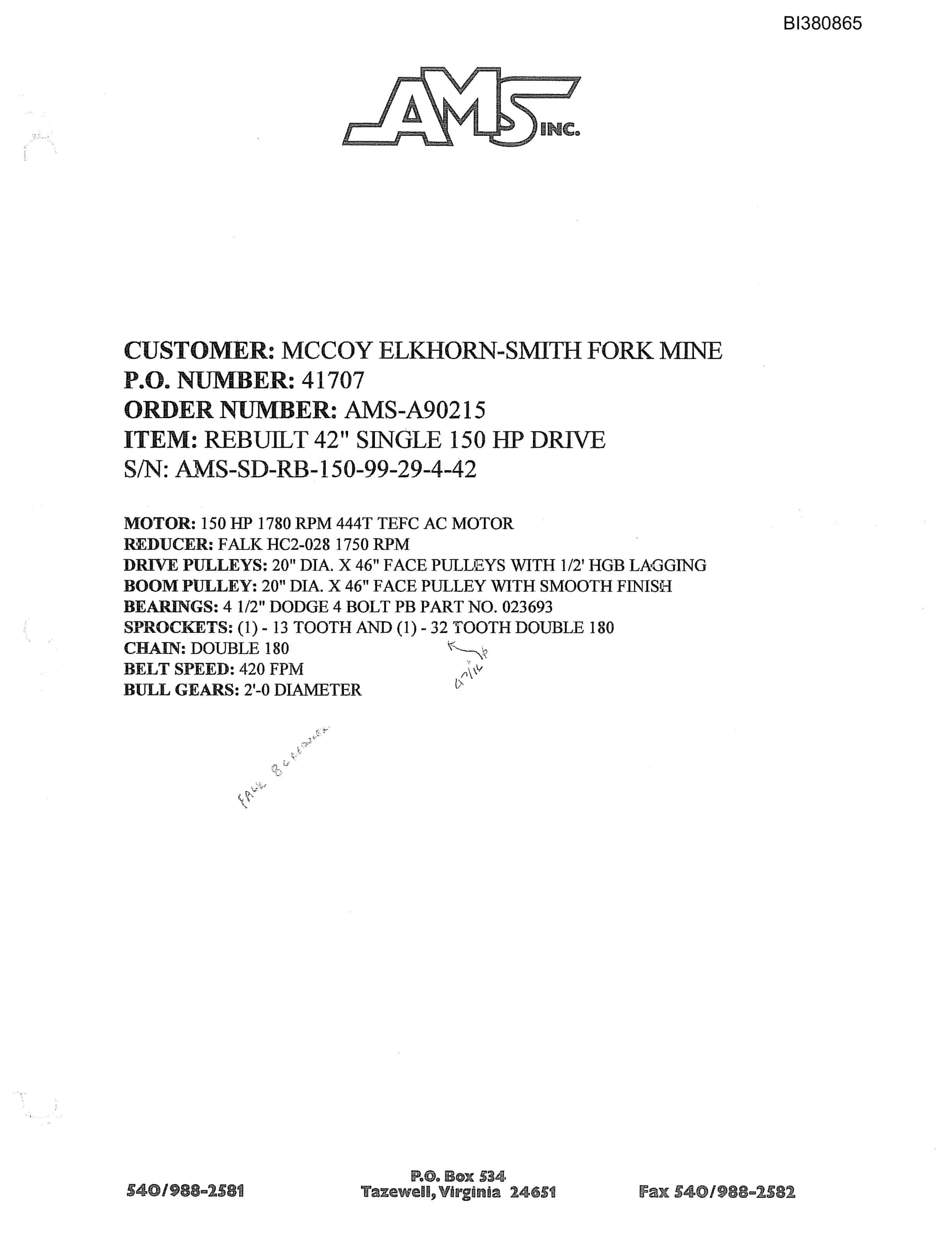 Bucyrus 42in SD 150HP Parts Catalog BI380865-4