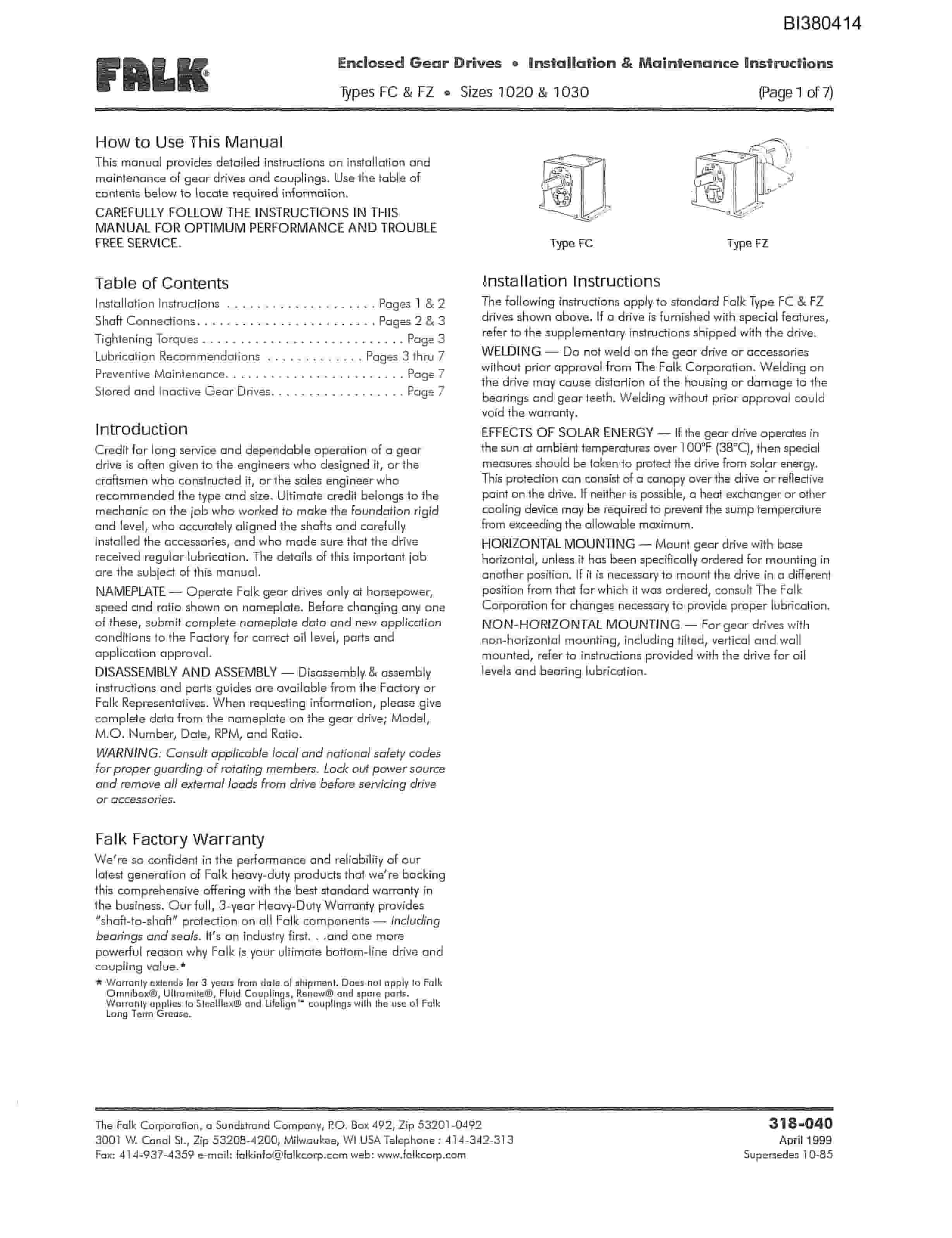 Bucyrus 42in SDC 150HP Drive Parts Catalog BI380414-3