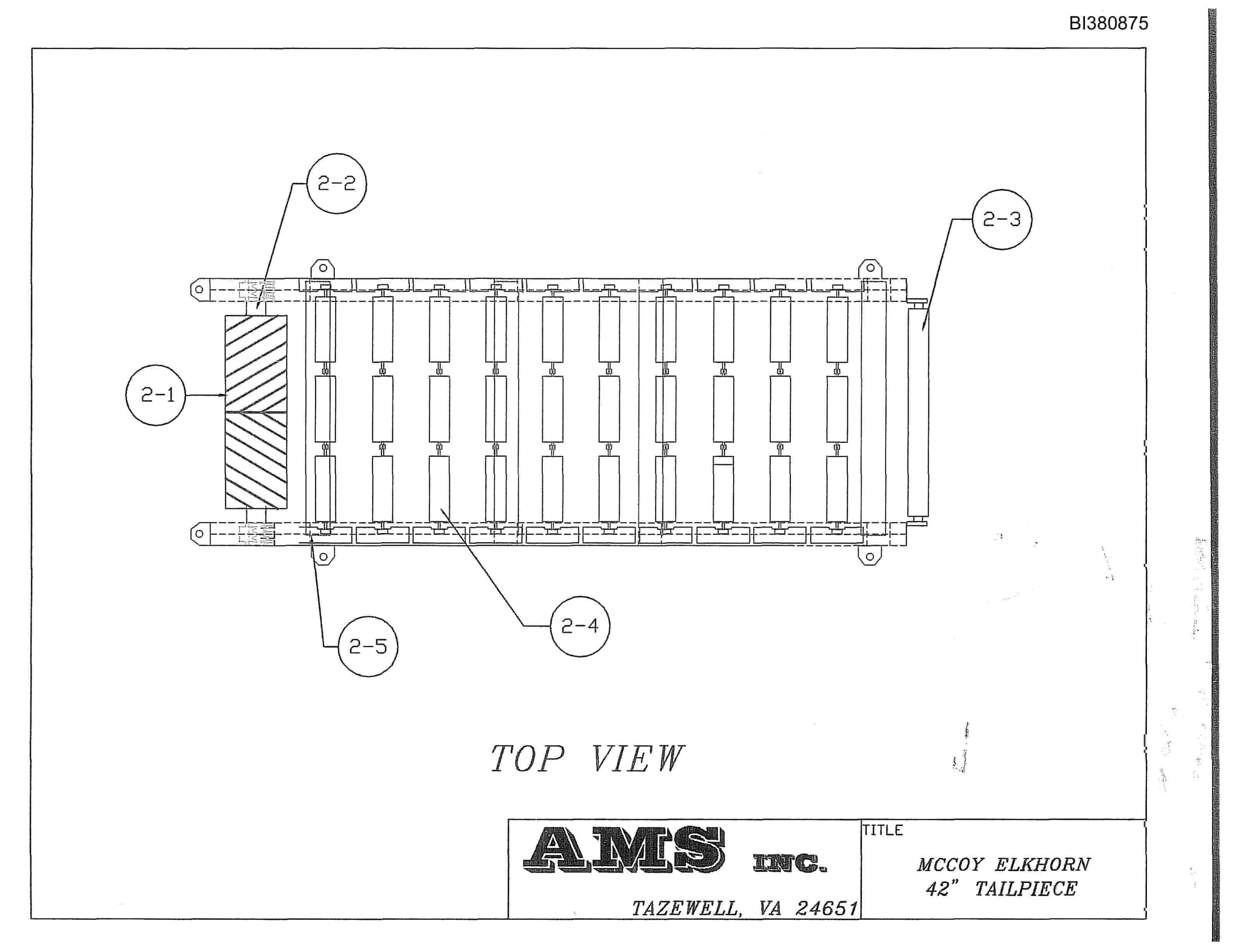 Bucyrus 42in Single 150HP Drive, Tailpiece Parts Catalog BI380875-2