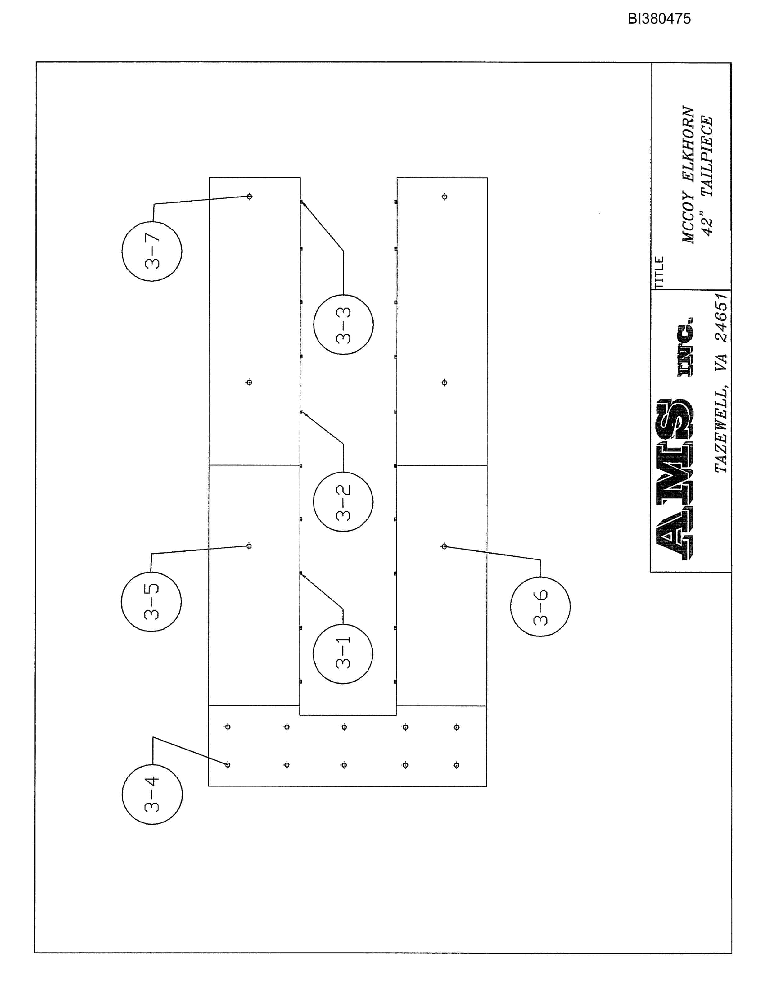Bucyrus 42in Single 150HP, Tailpiece Parts Catalog BI380475-5