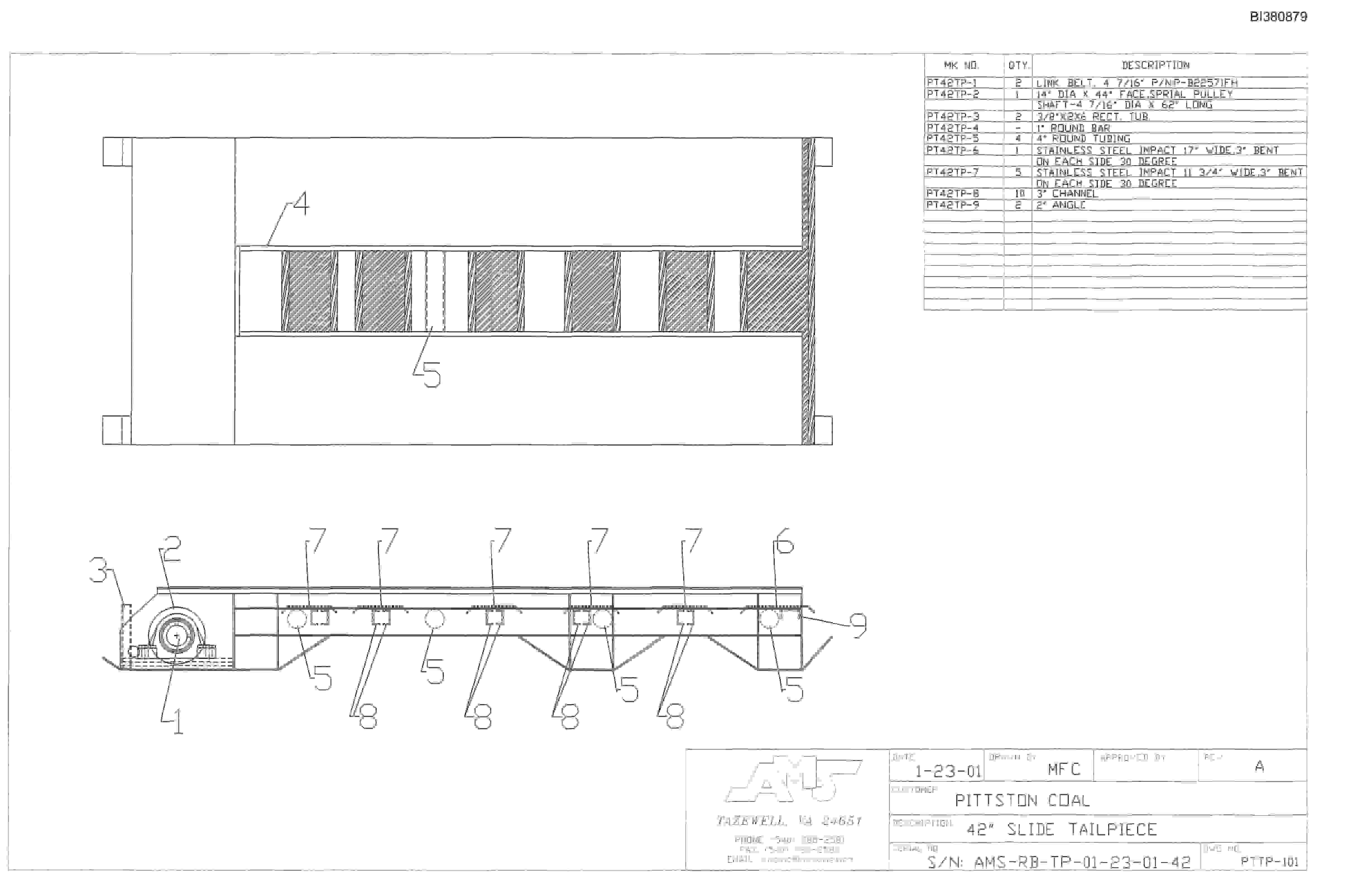 Bucyrus 42in Slide Tailpiece Parts Catalog BI380879-4