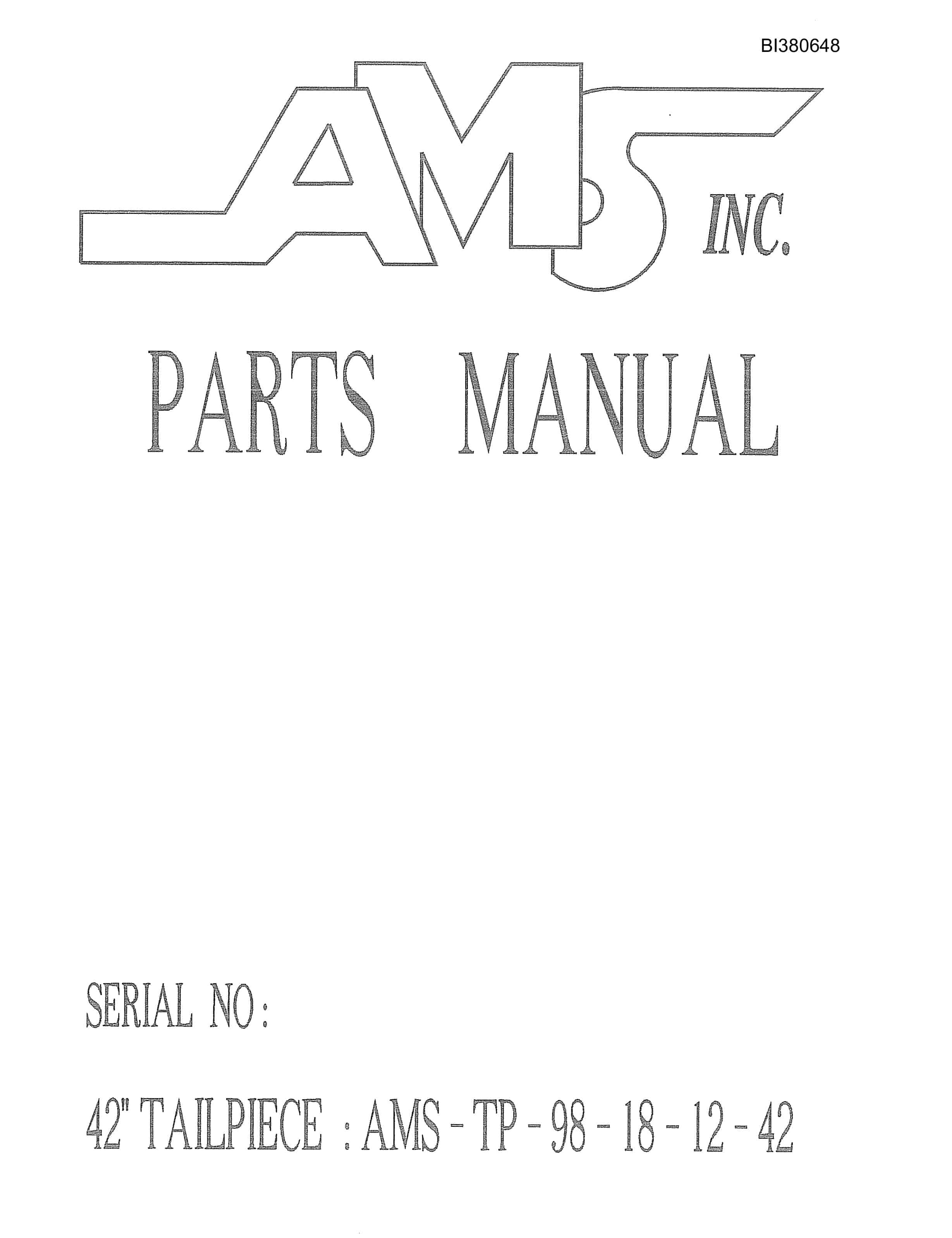 Bucyrus 42in Tailpiece Parts Catalog BI380648