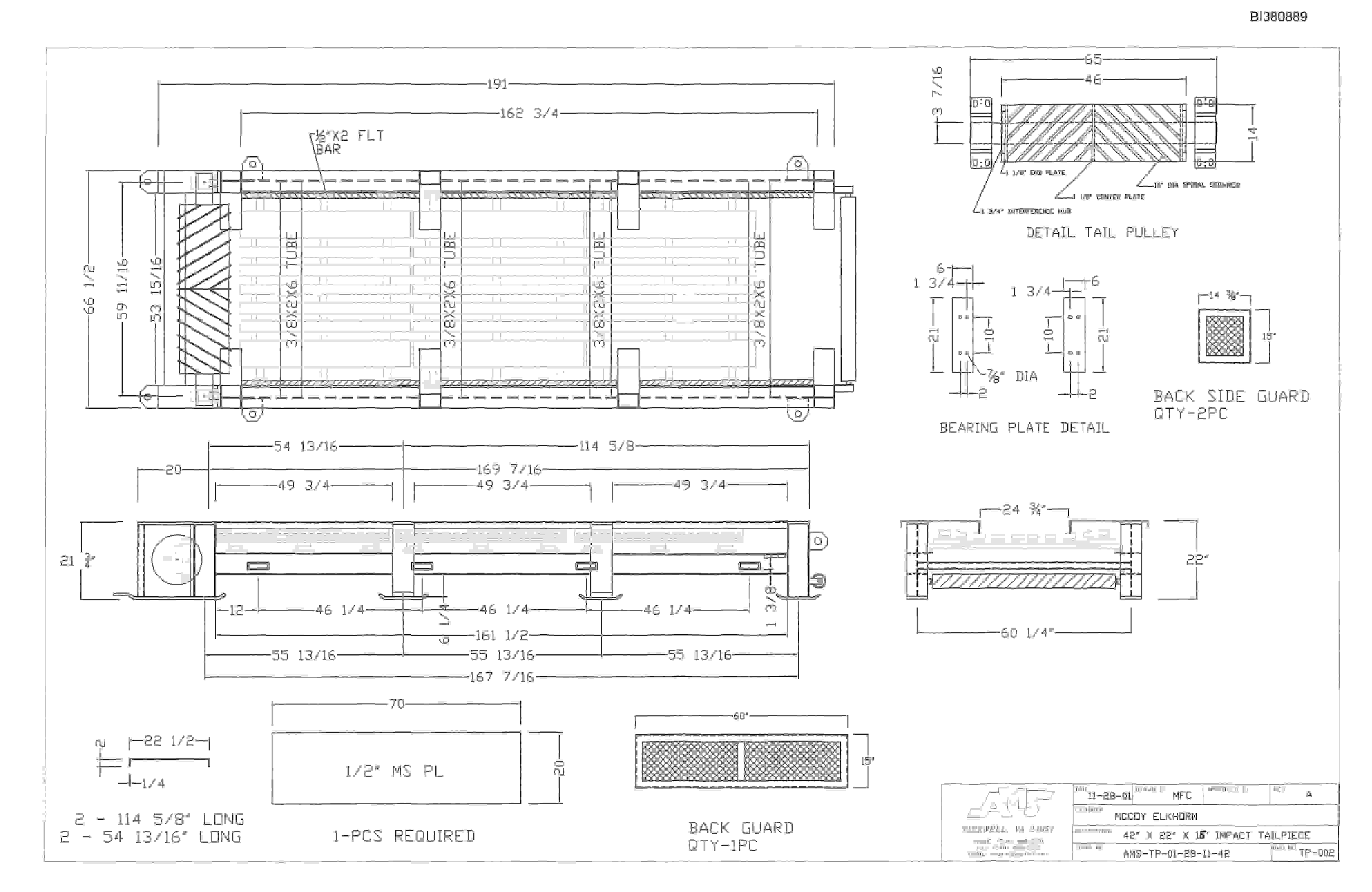 Bucyrus 42in Tailpiece Parts Catalog BI380889-3