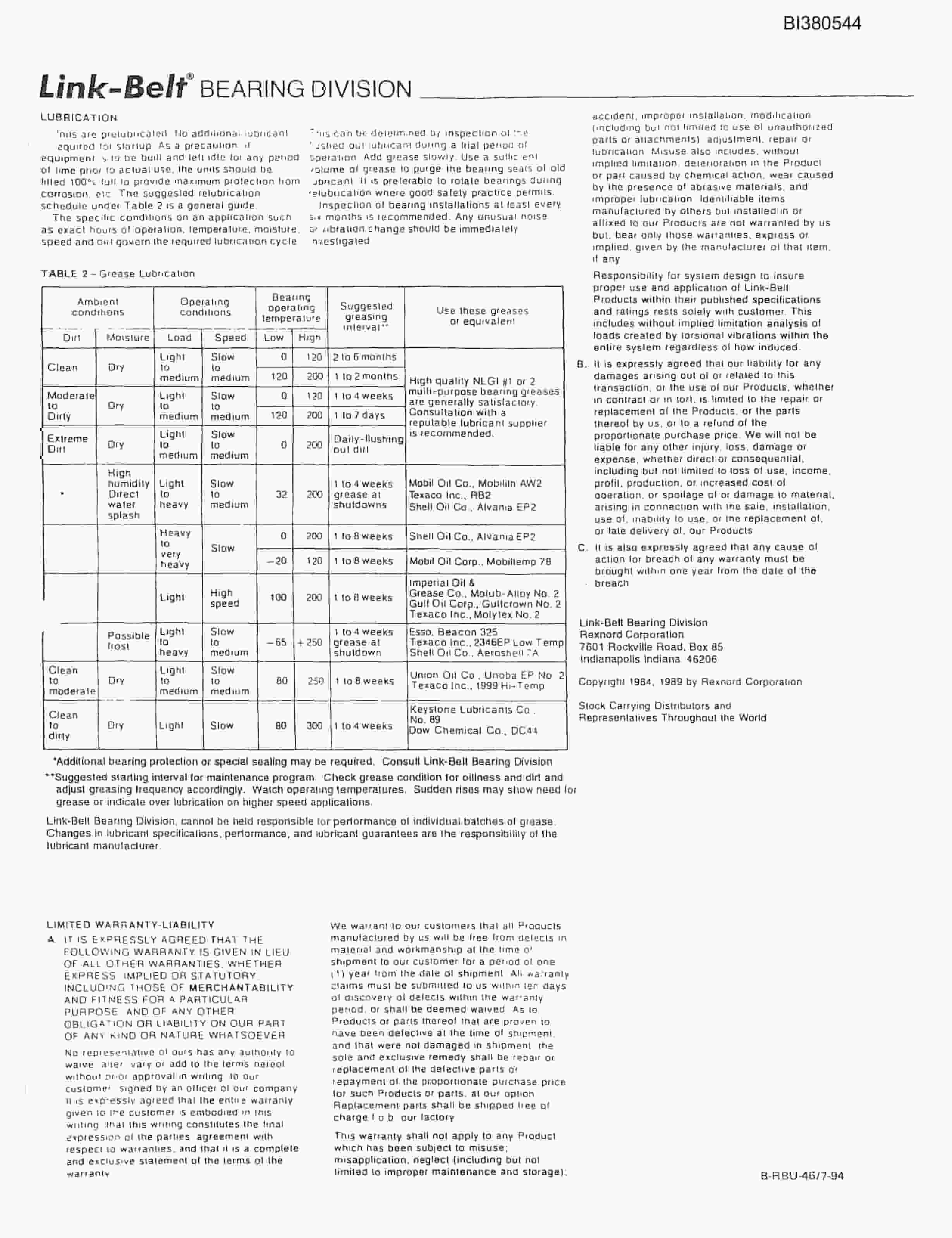 Bucyrus 42in Take-Up Parts Catalog BI380544-4