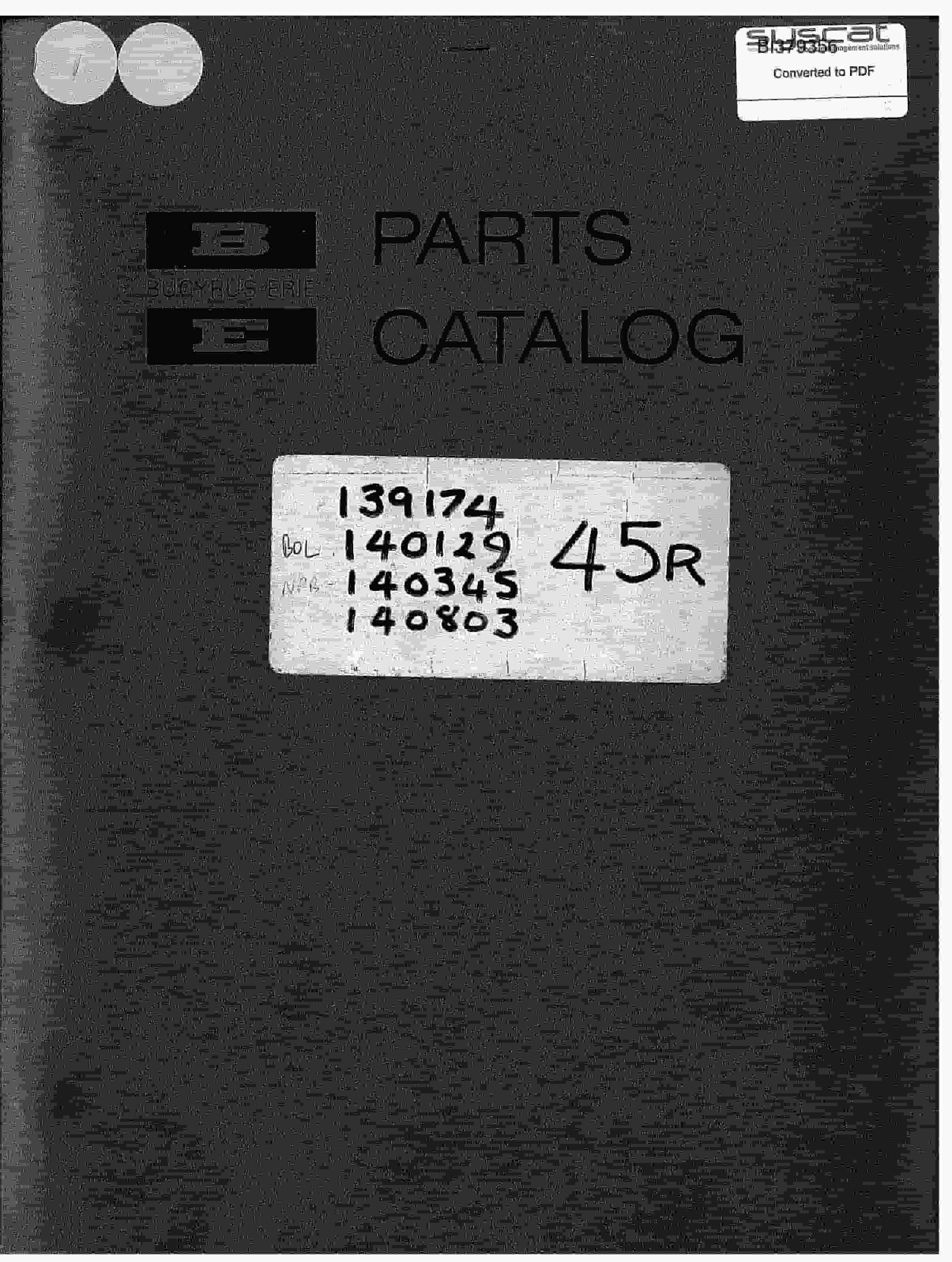Bucyrus 45-R Drill Parts Catalog BI379356