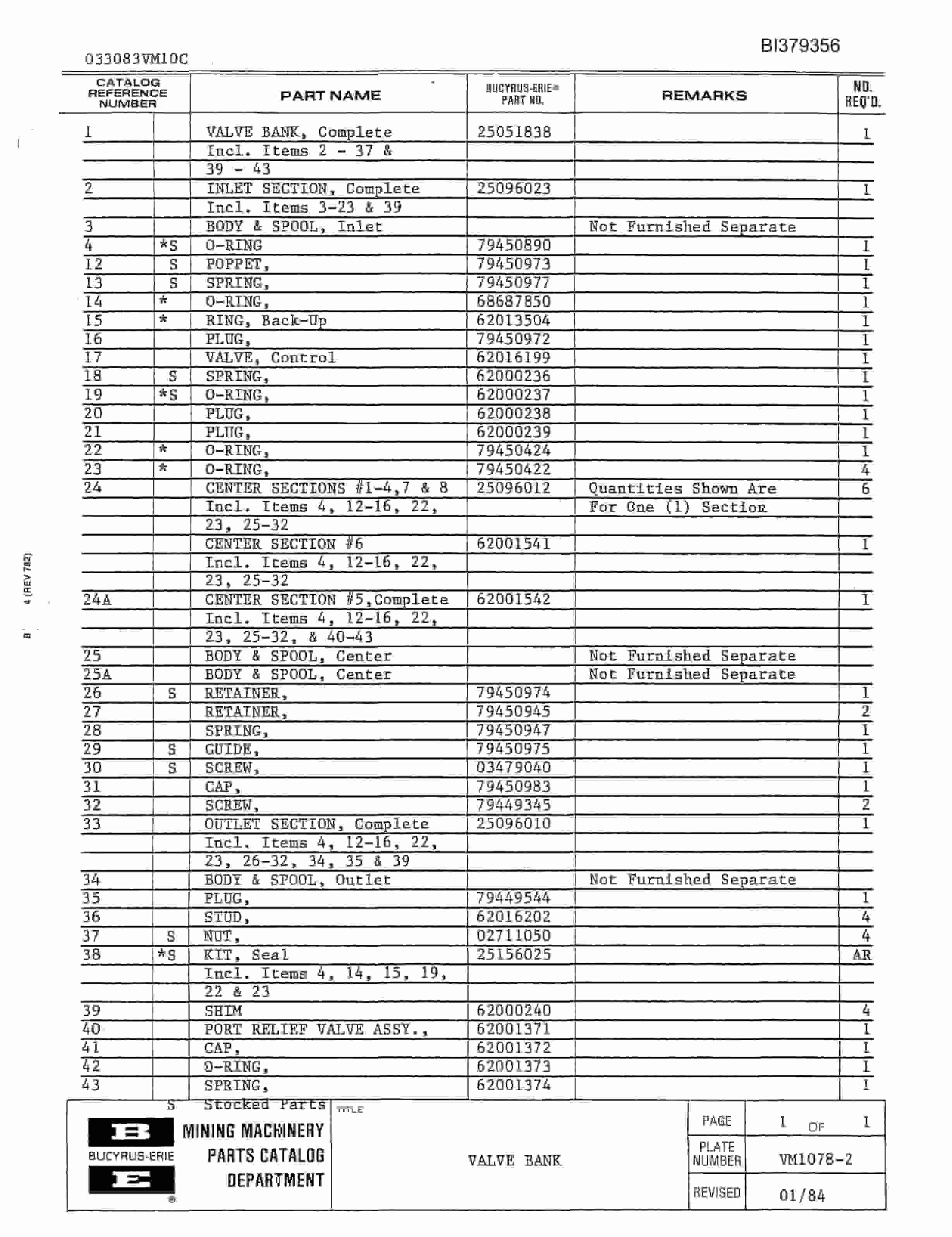 Bucyrus 45-R Drill Parts Catalog BI379356-4