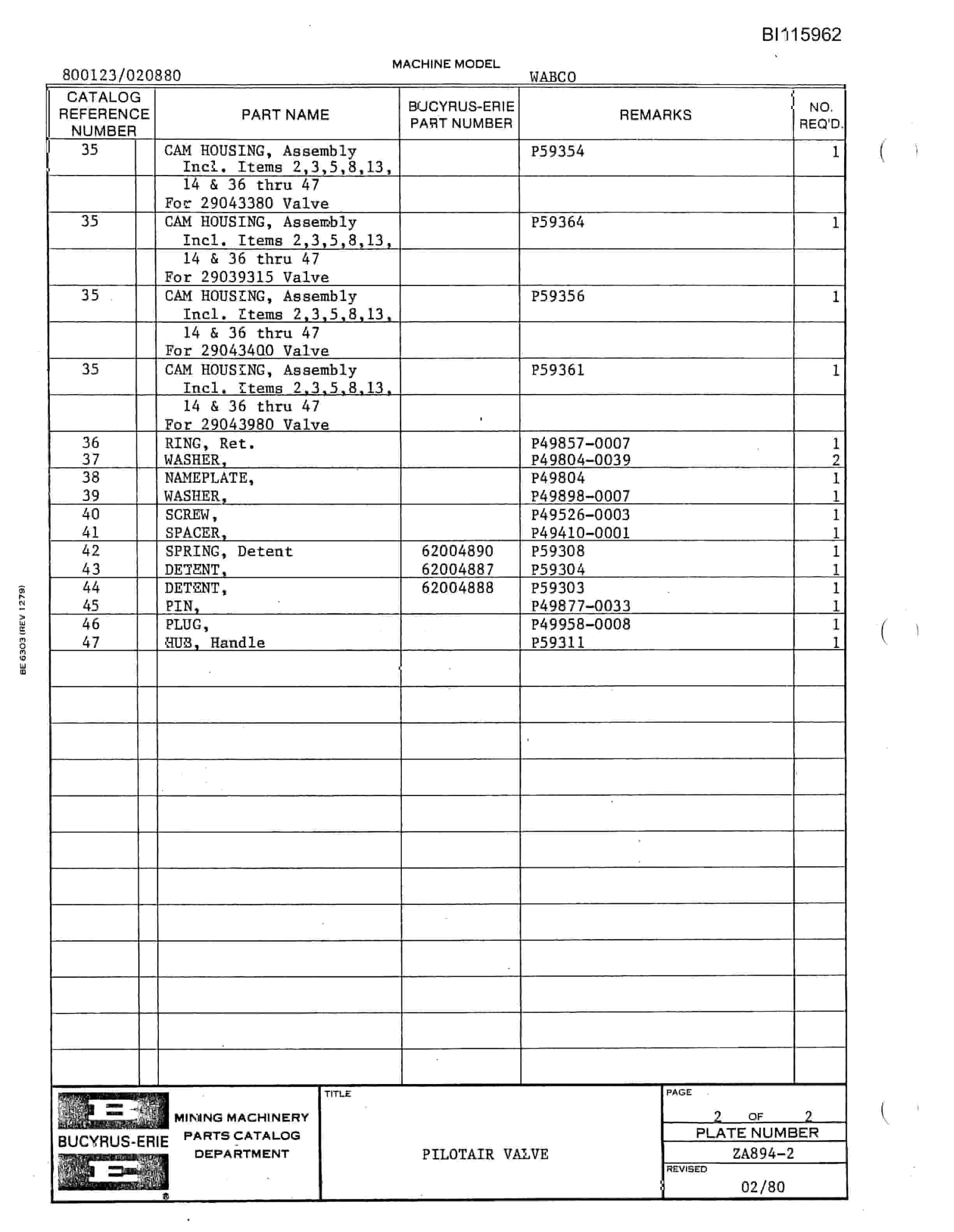Bucyrus 45-R Drill Technical Manual BI115962-4