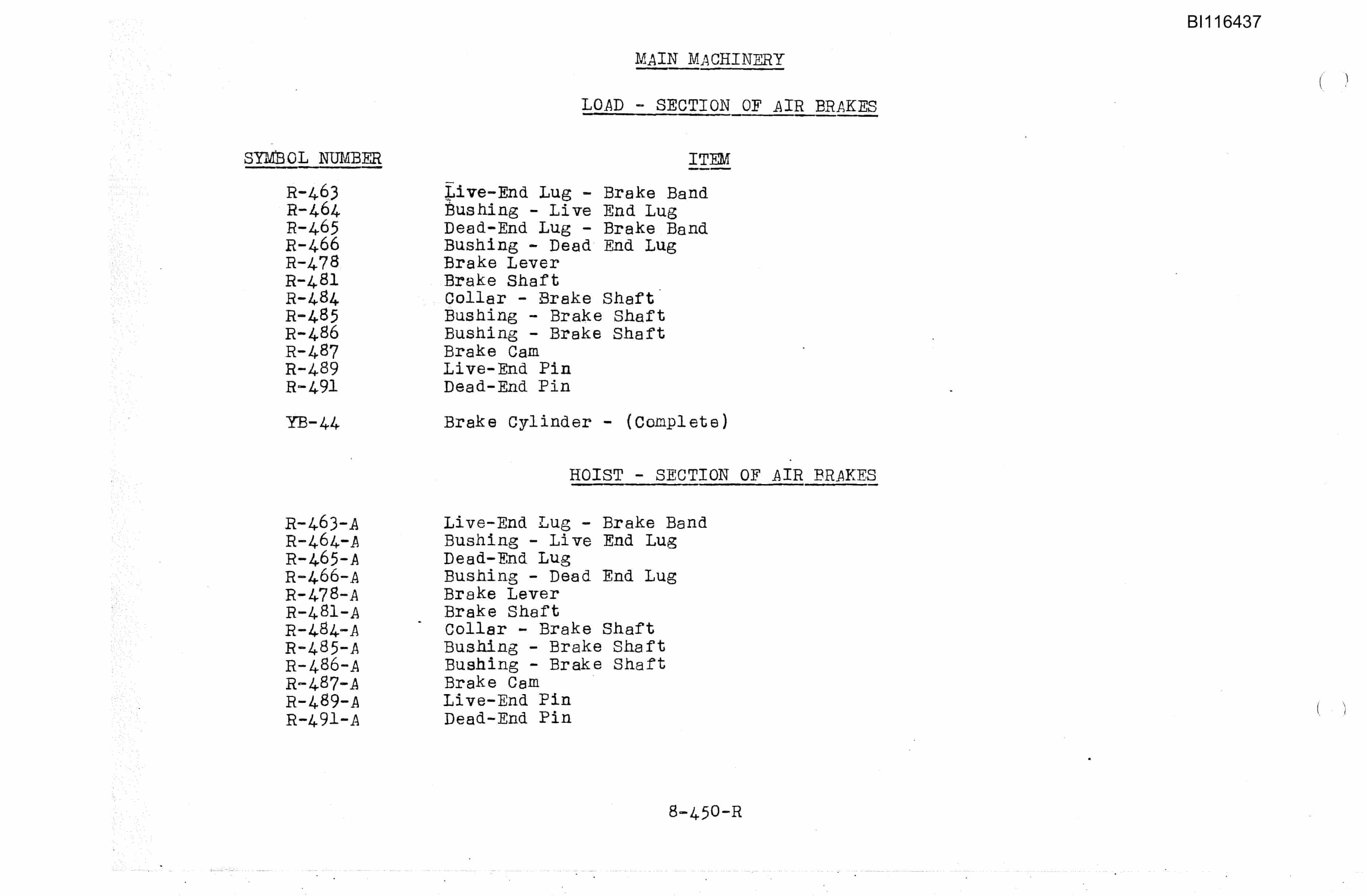 Bucyrus 450W Walking Excavator Parts Catalog BI116437-2