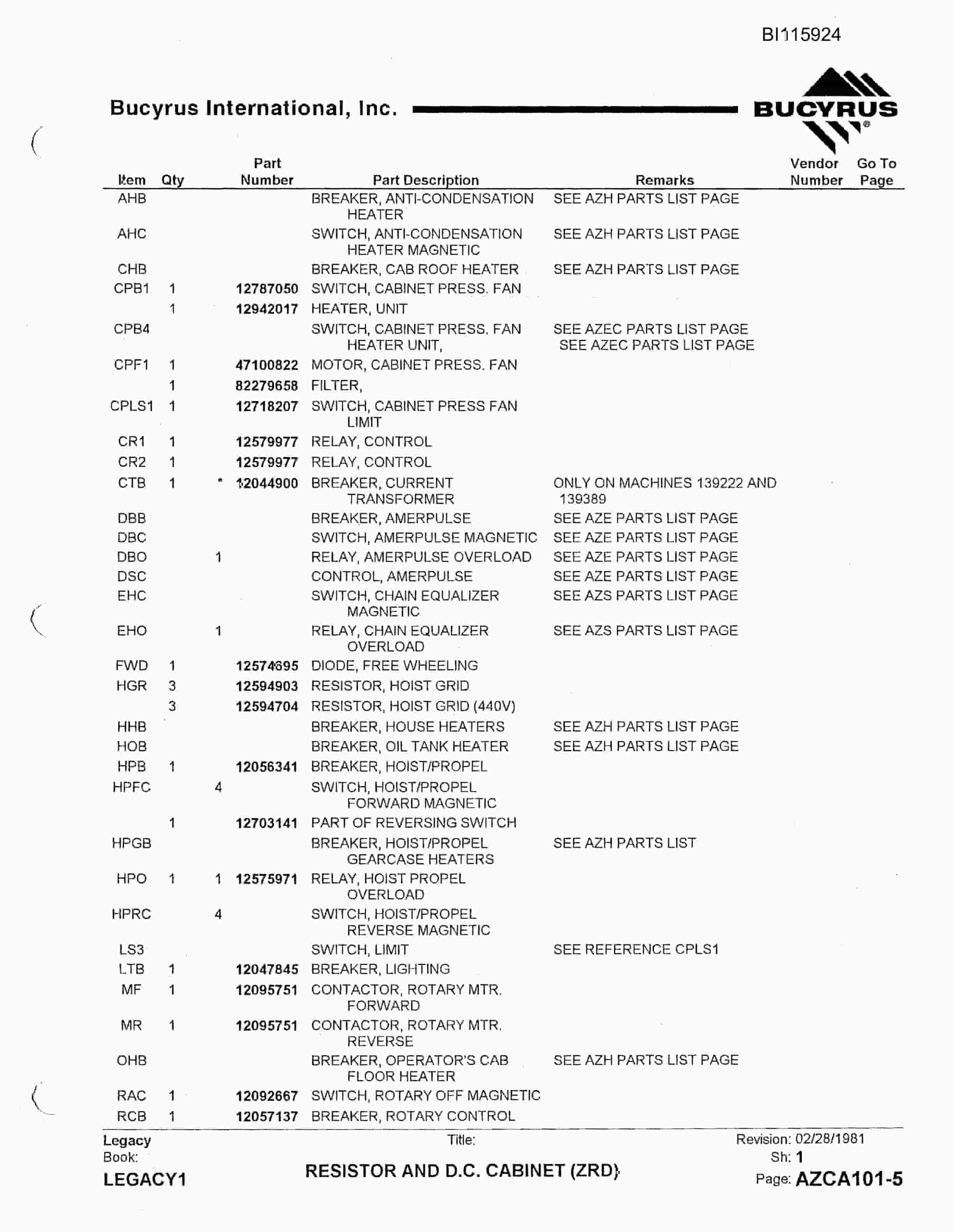 Bucyrus 45R Drill Technical Manual BI115924-4