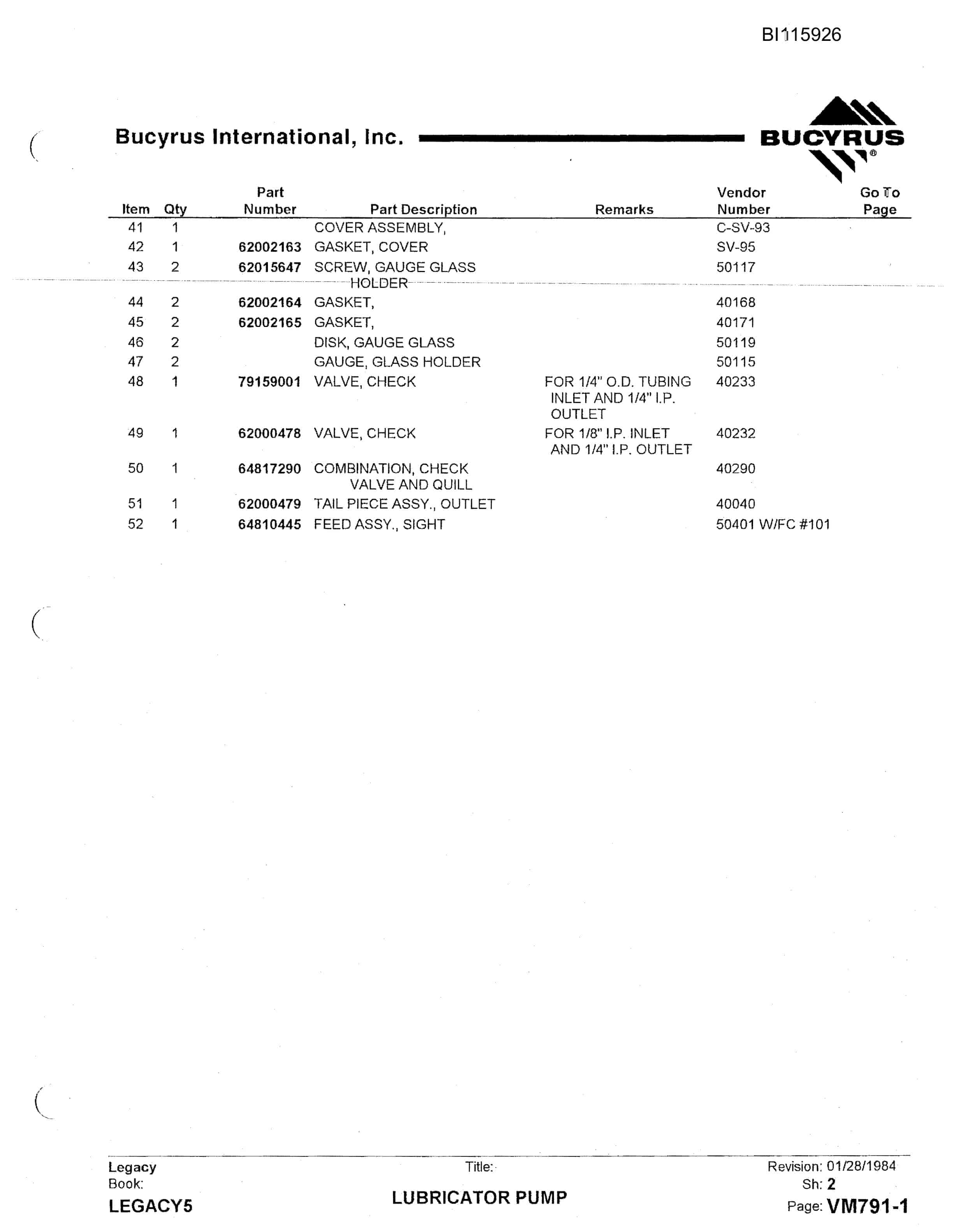 Bucyrus 45R Drill Technical Manual BI115926-2