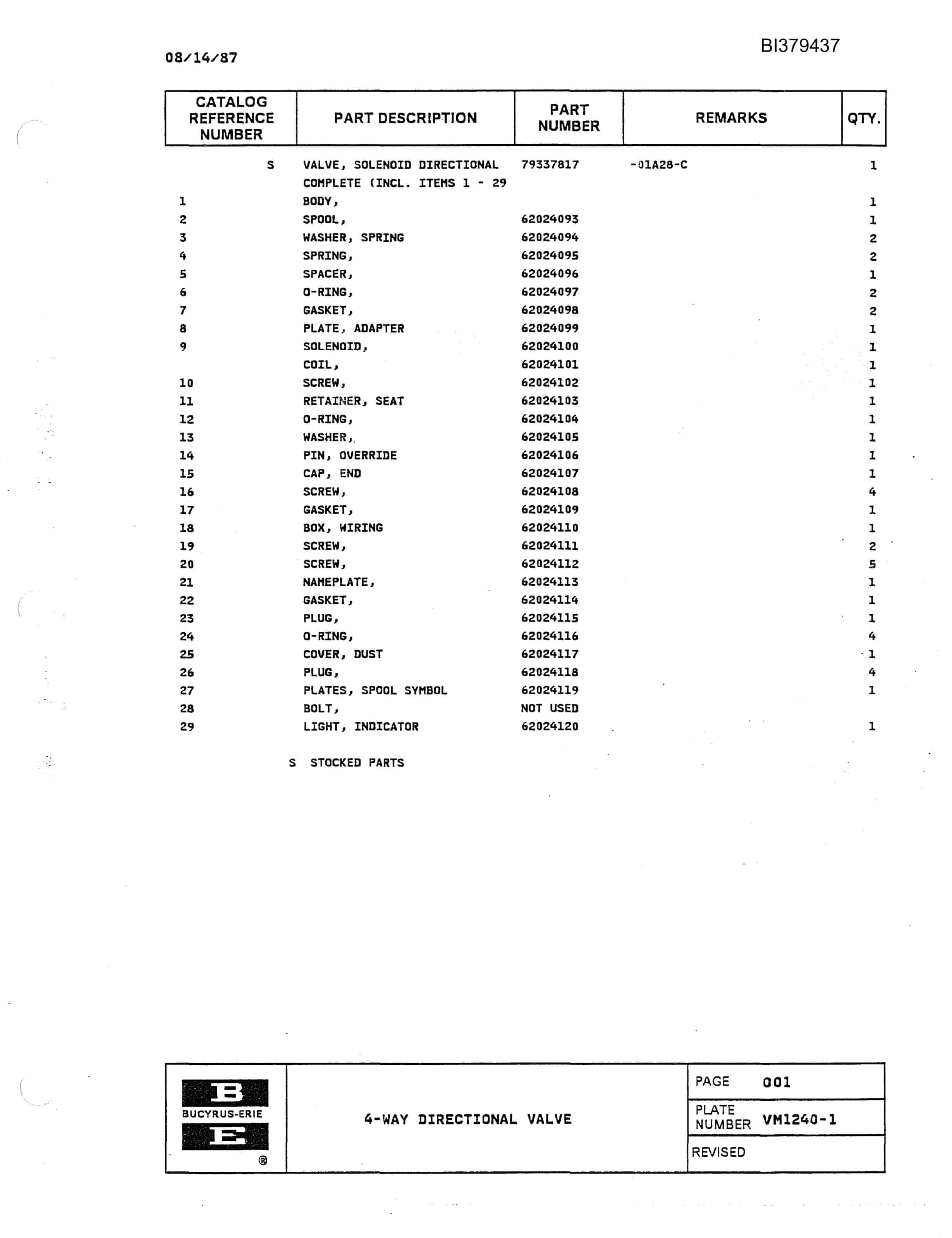 Bucyrus 45RIV Rotary Blast Hole Drill Parts Catalog BI379437-3
