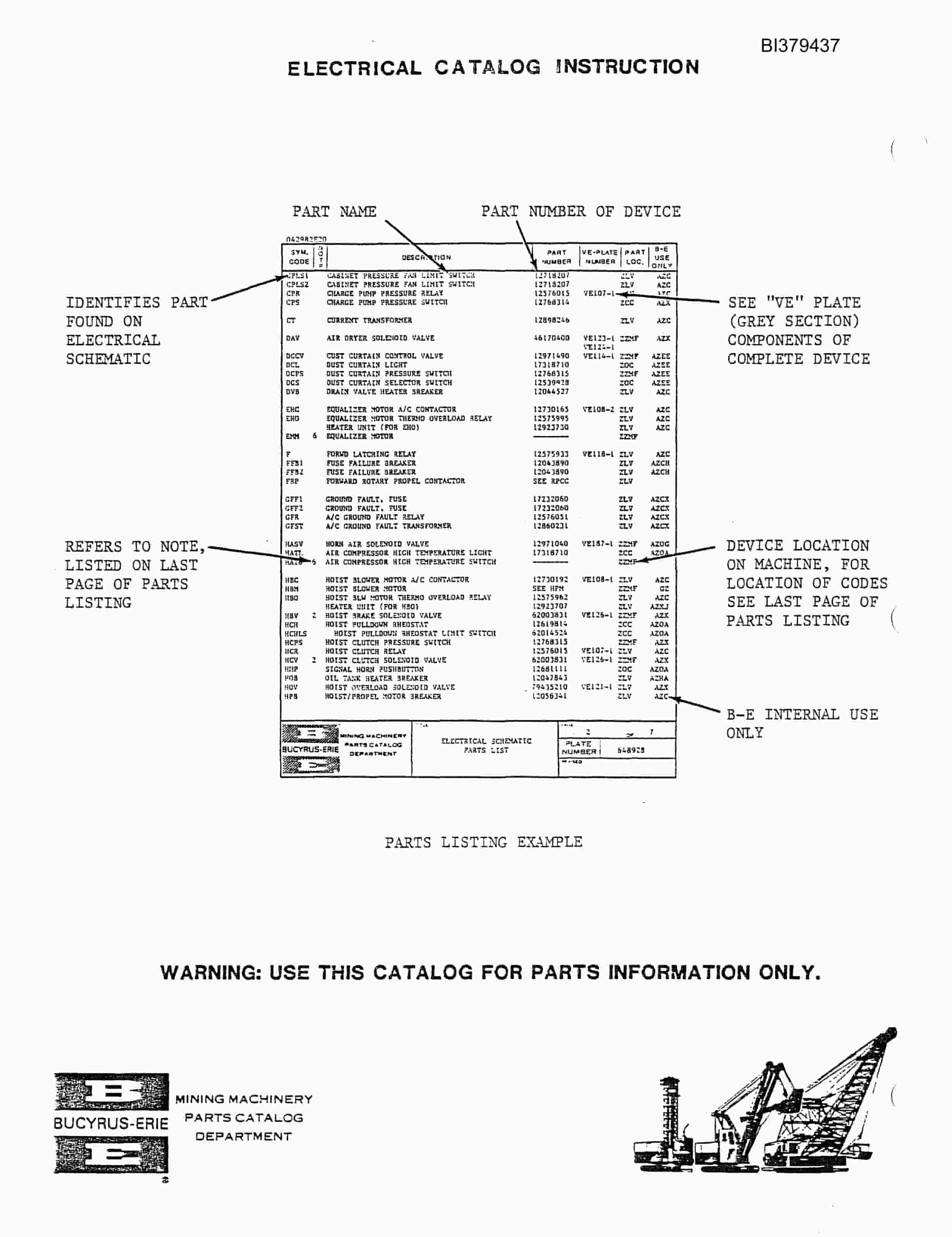 Bucyrus 45RIV Rotary Blast Hole Drill Parts Catalog BI379437-4