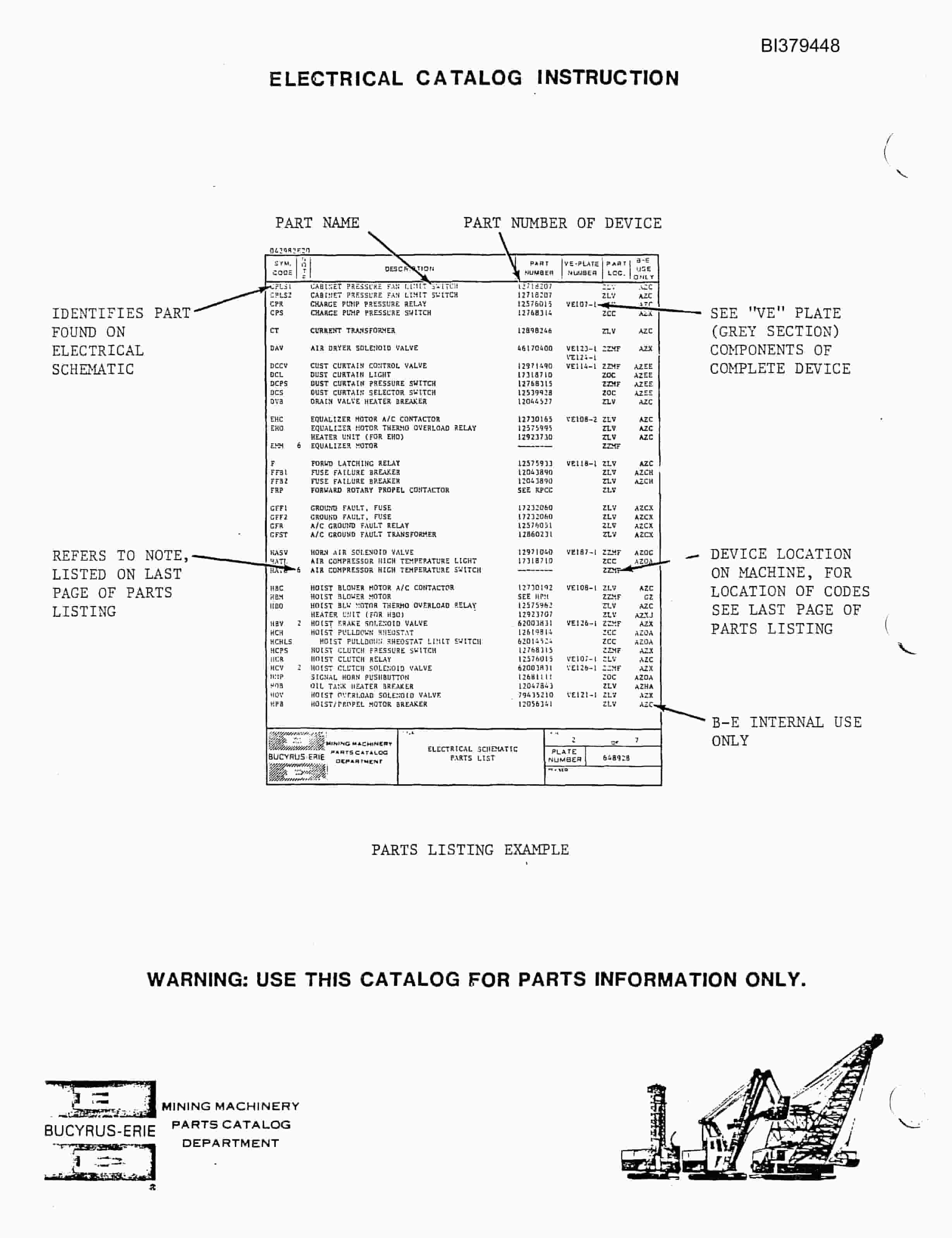 Bucyrus 47-R Drill Parts Catalog BI379448-5