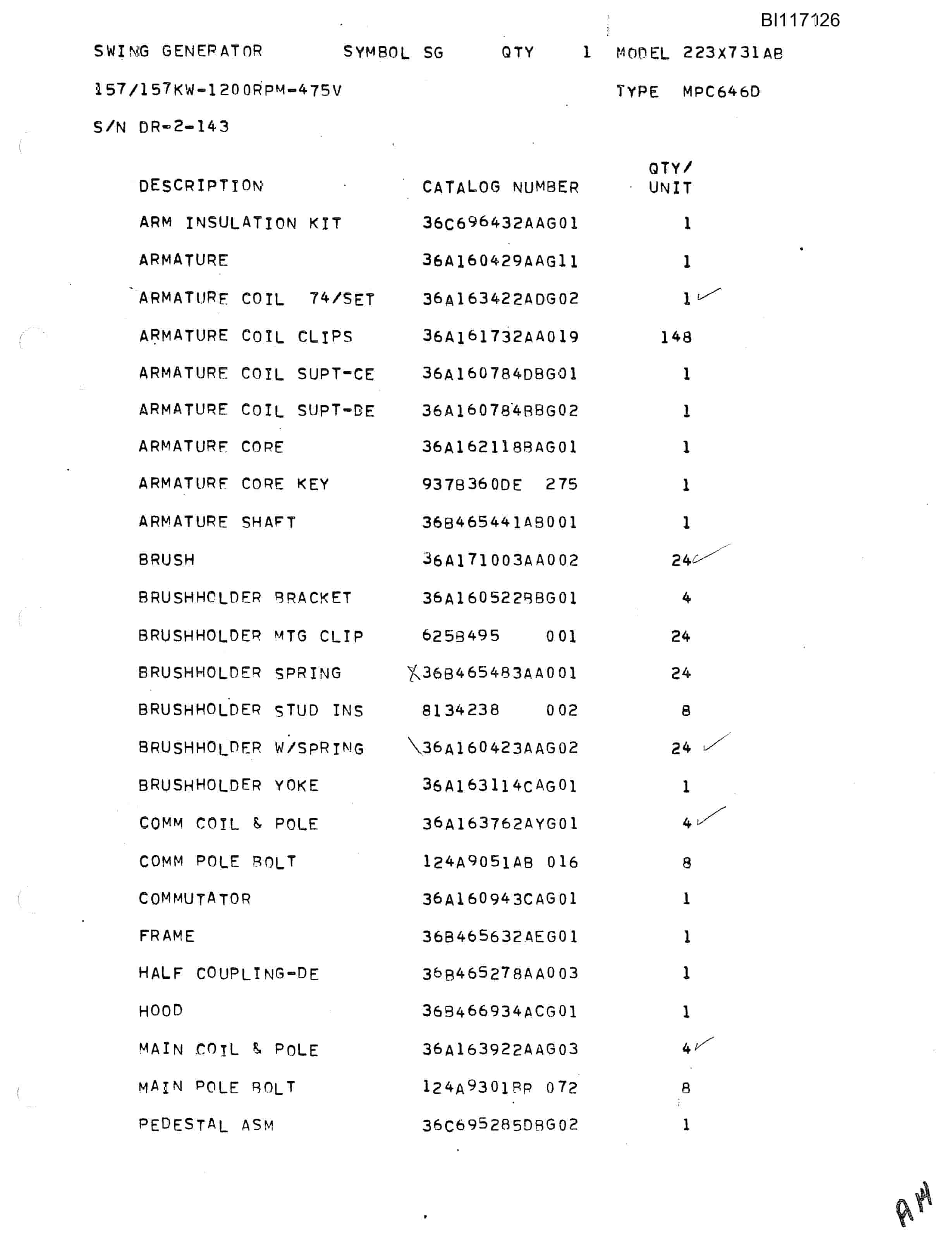 Bucyrus 480-W Diesel Parts Catalog BI117126-4