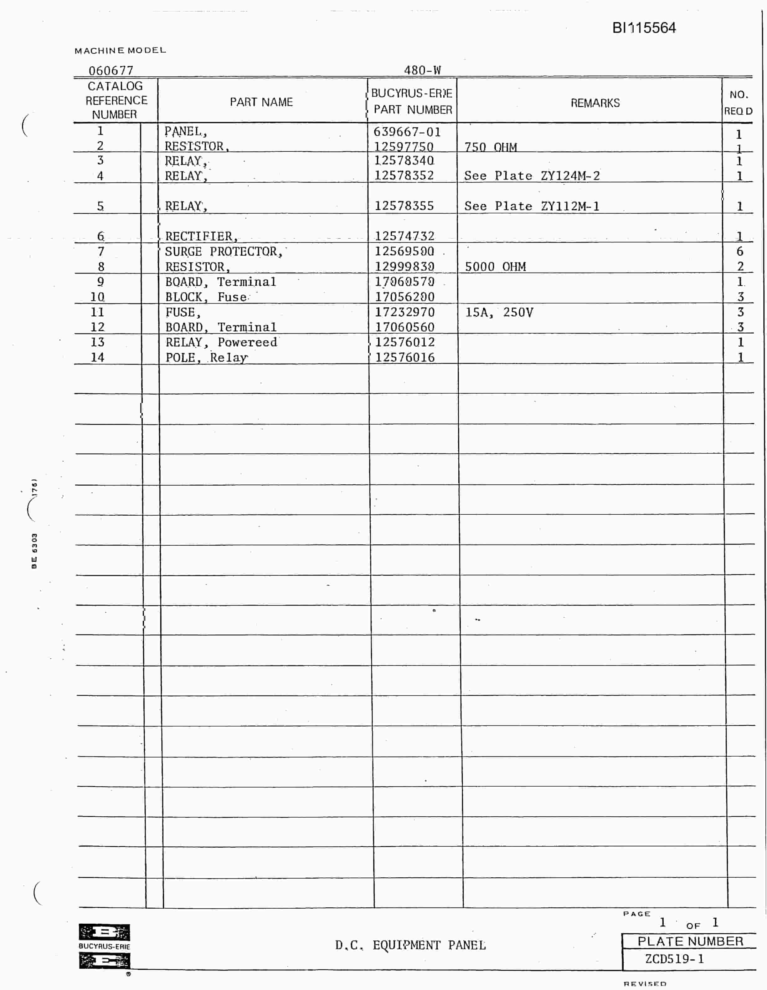 Bucyrus 480-W Technical Manual BI115564-5