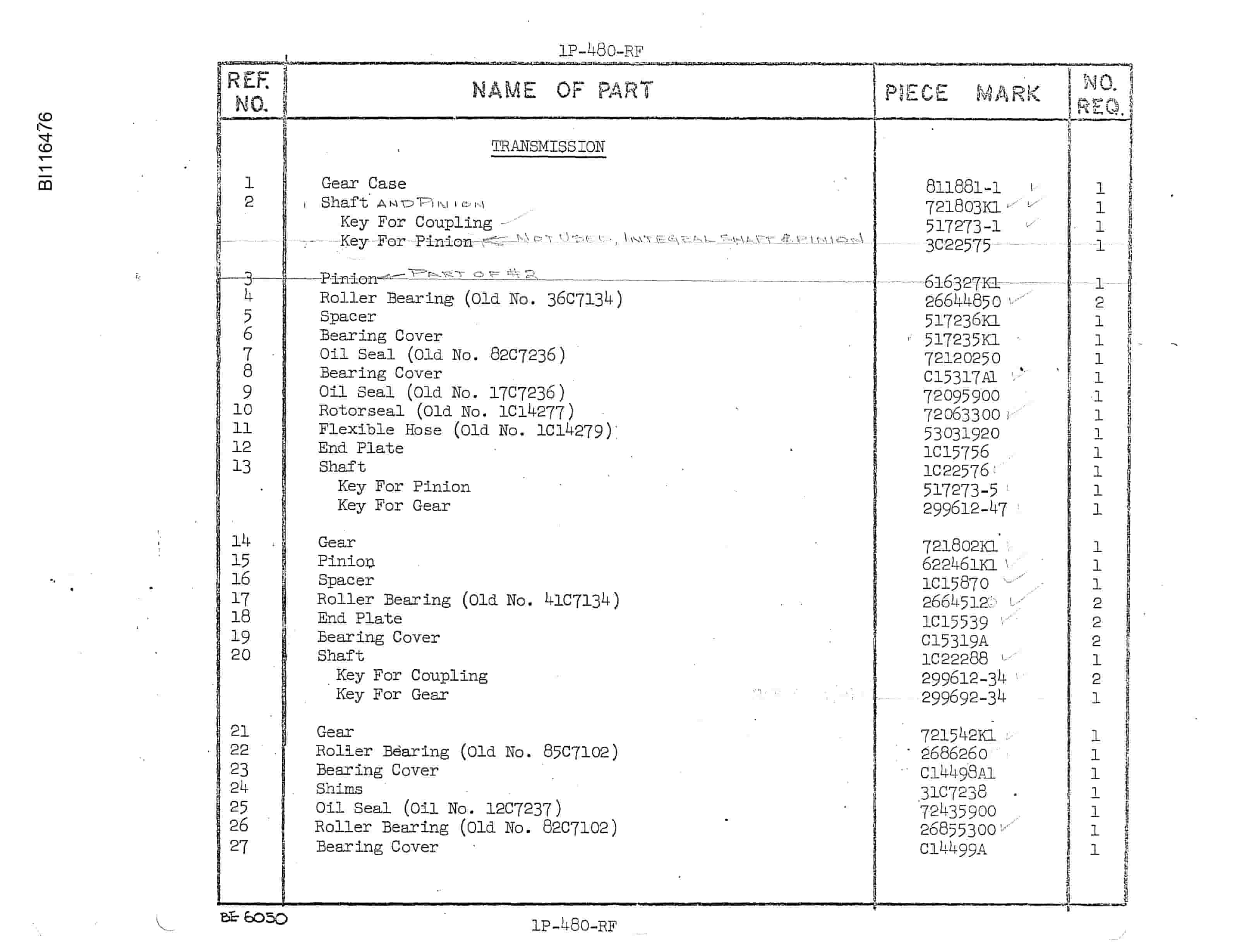 Bucyrus 480-W Walking Dragline Parts Catalog BI116476-3