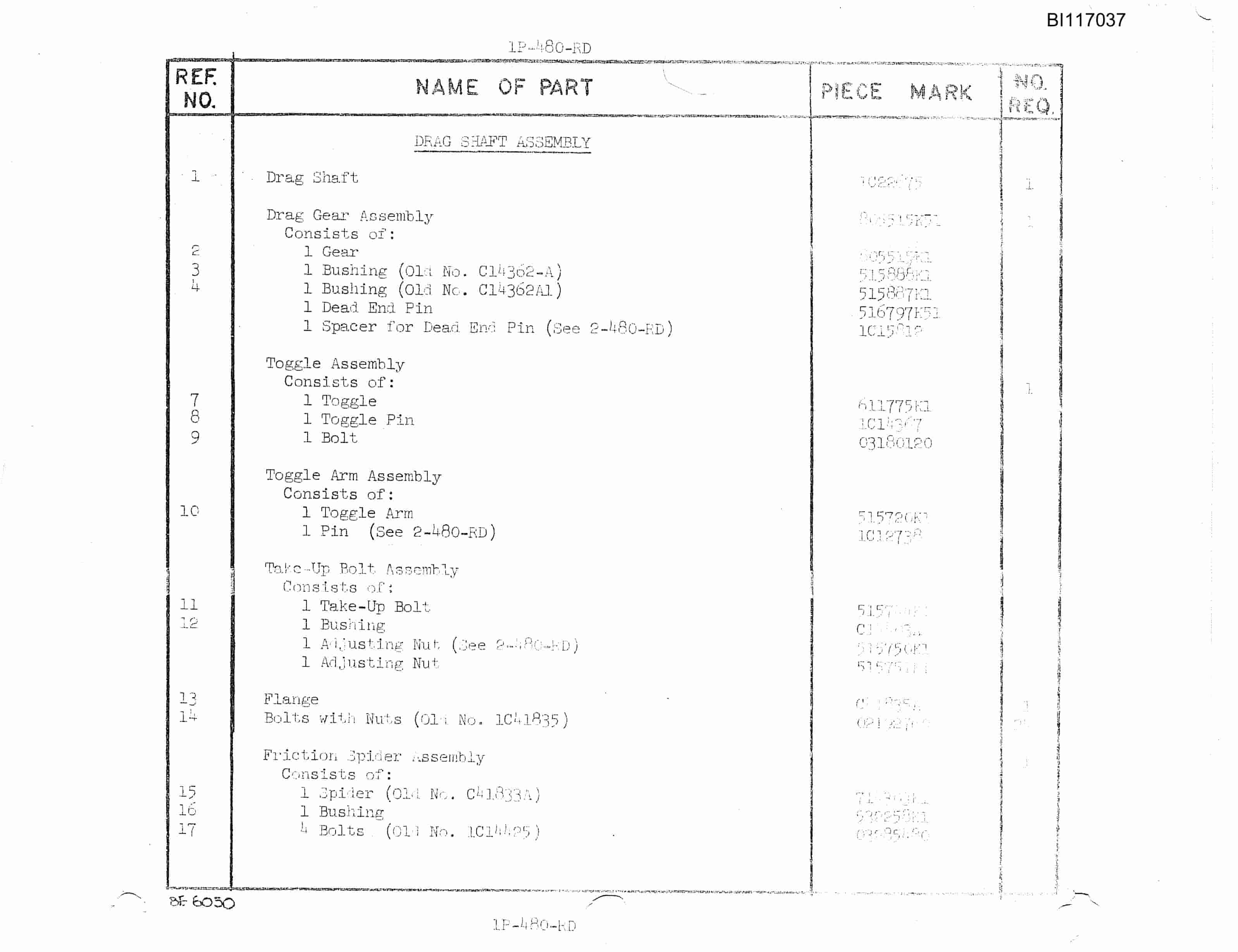Bucyrus 480-W Walking Dragline Parts Catalog BI117037-2