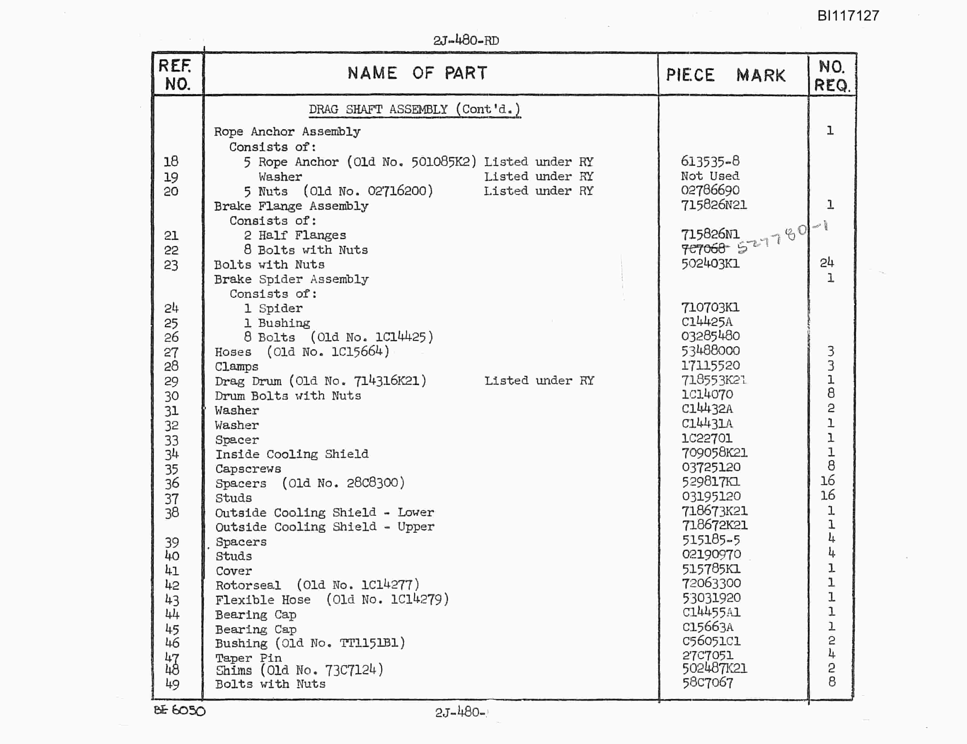 Bucyrus 480-W Walking Dragline Parts Catalog BI117127-2