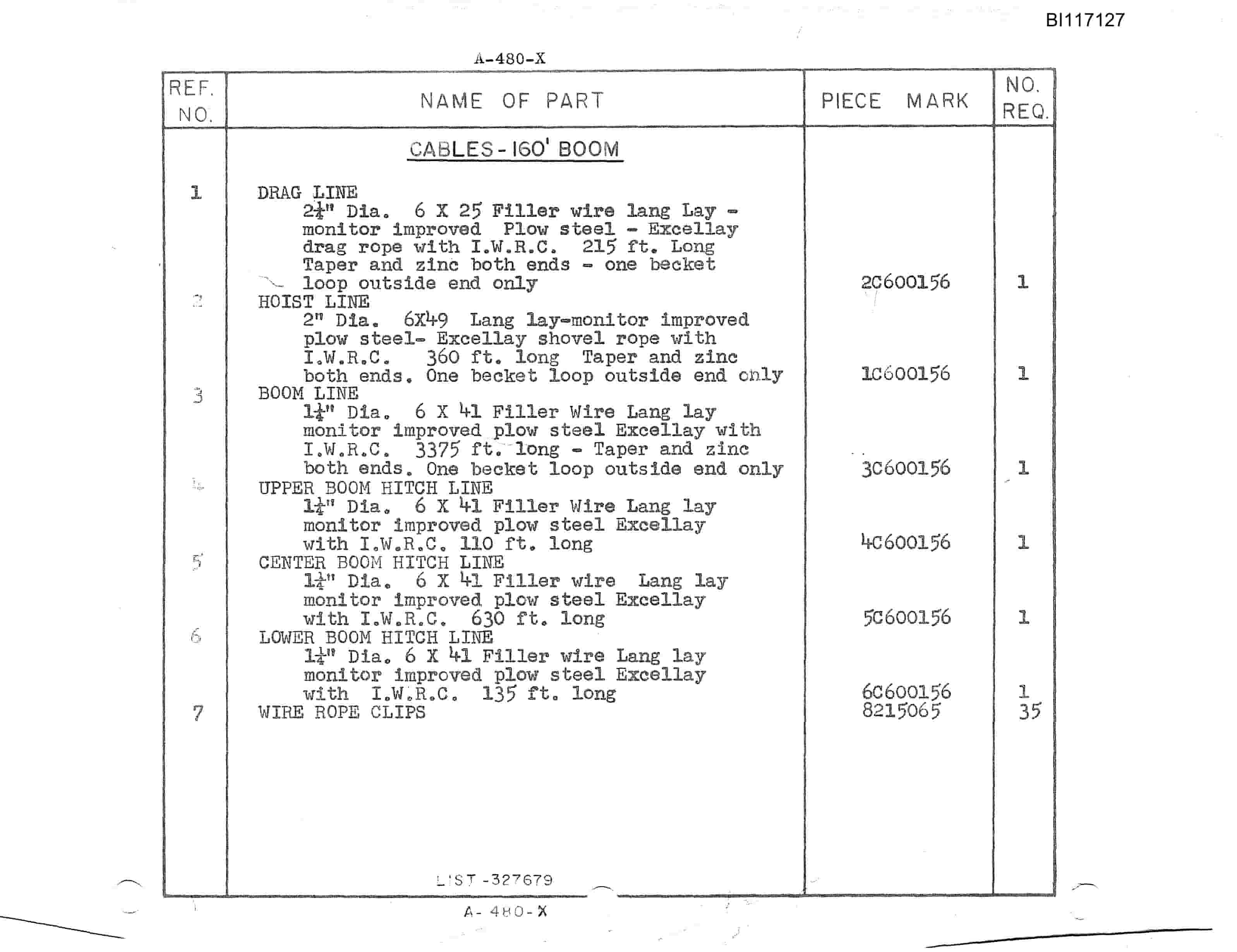Bucyrus 480-W Walking Dragline Parts Catalog BI117127-5